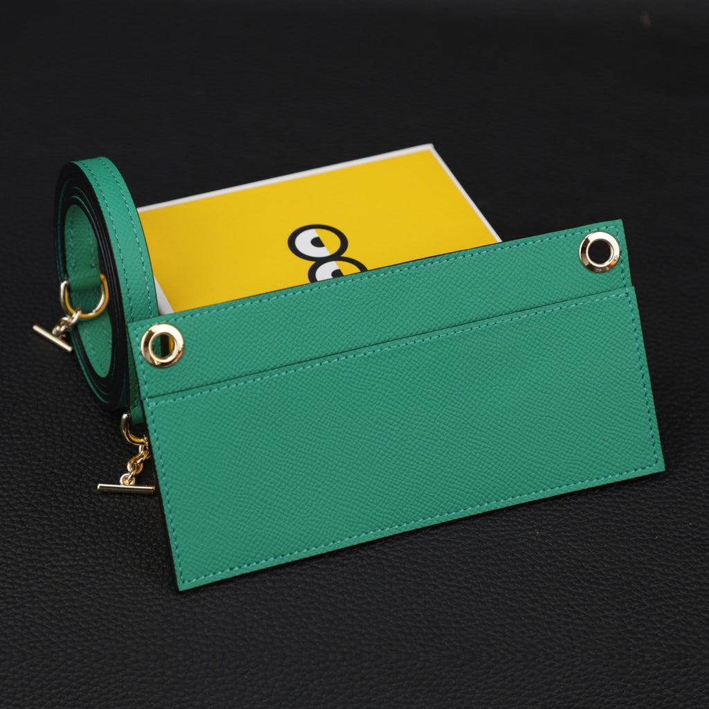 Epsom Leather Wallet Insert & Shoulder Strap: Crossbody Purse Strap