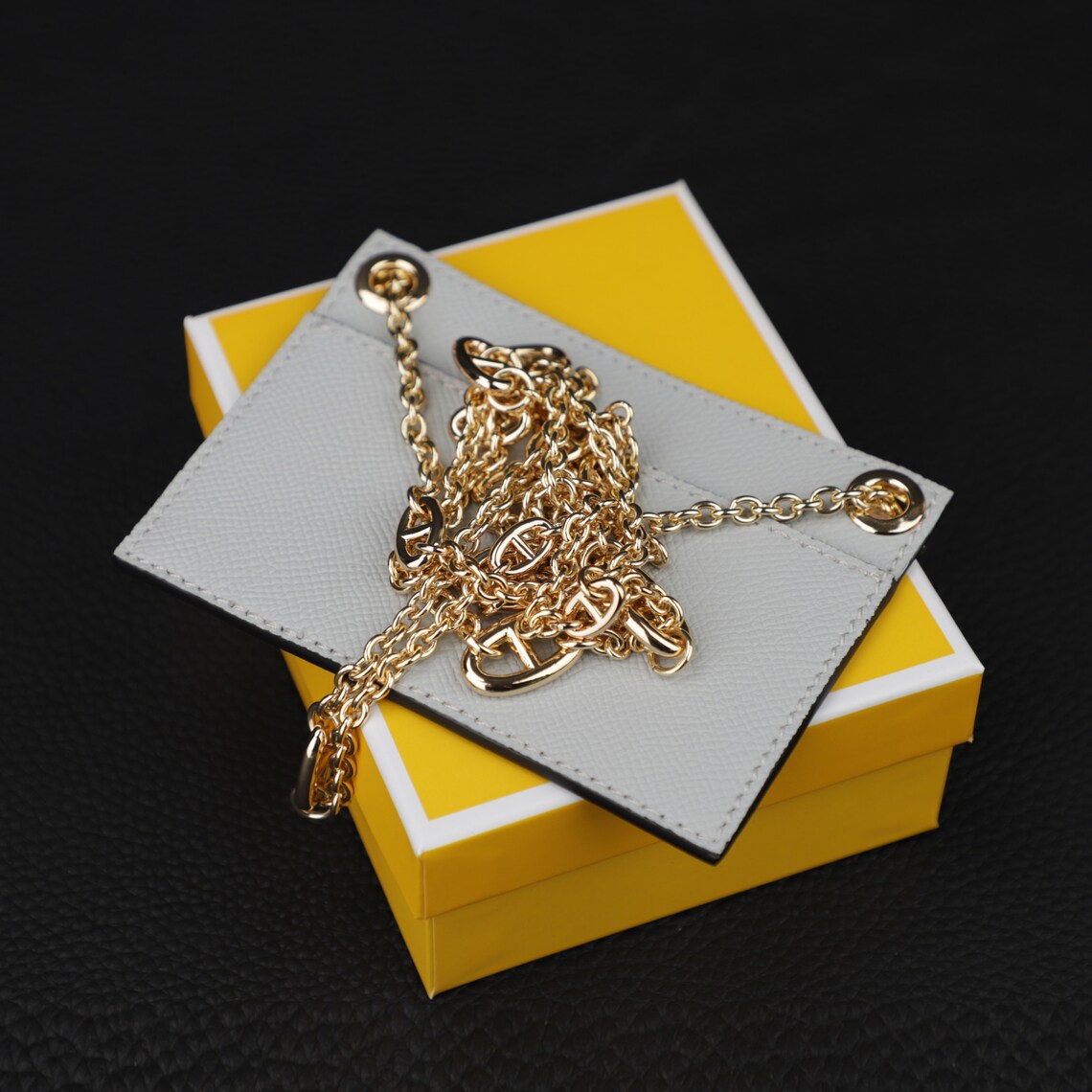 Epsom Leather Wallet Insert with Chain Strap: Constance Compact Wallet