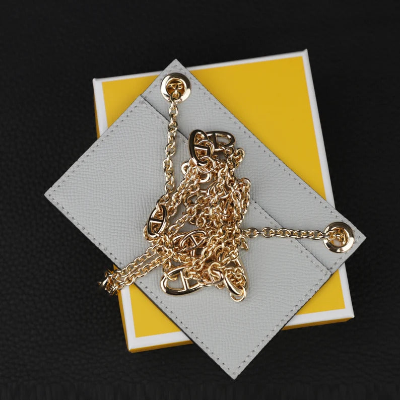 Epsom Leather Wallet Insert with Chain Strap: Constance Compact Wallet