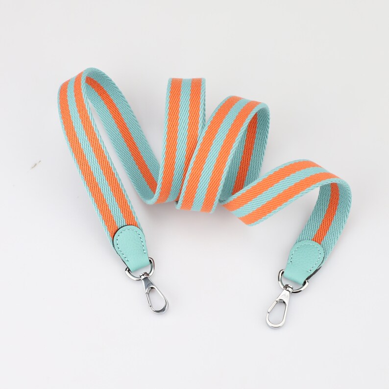 Bleu Saint Cyr & Orange Striped Bag Strap: Clemence Leather, Crossbody Style