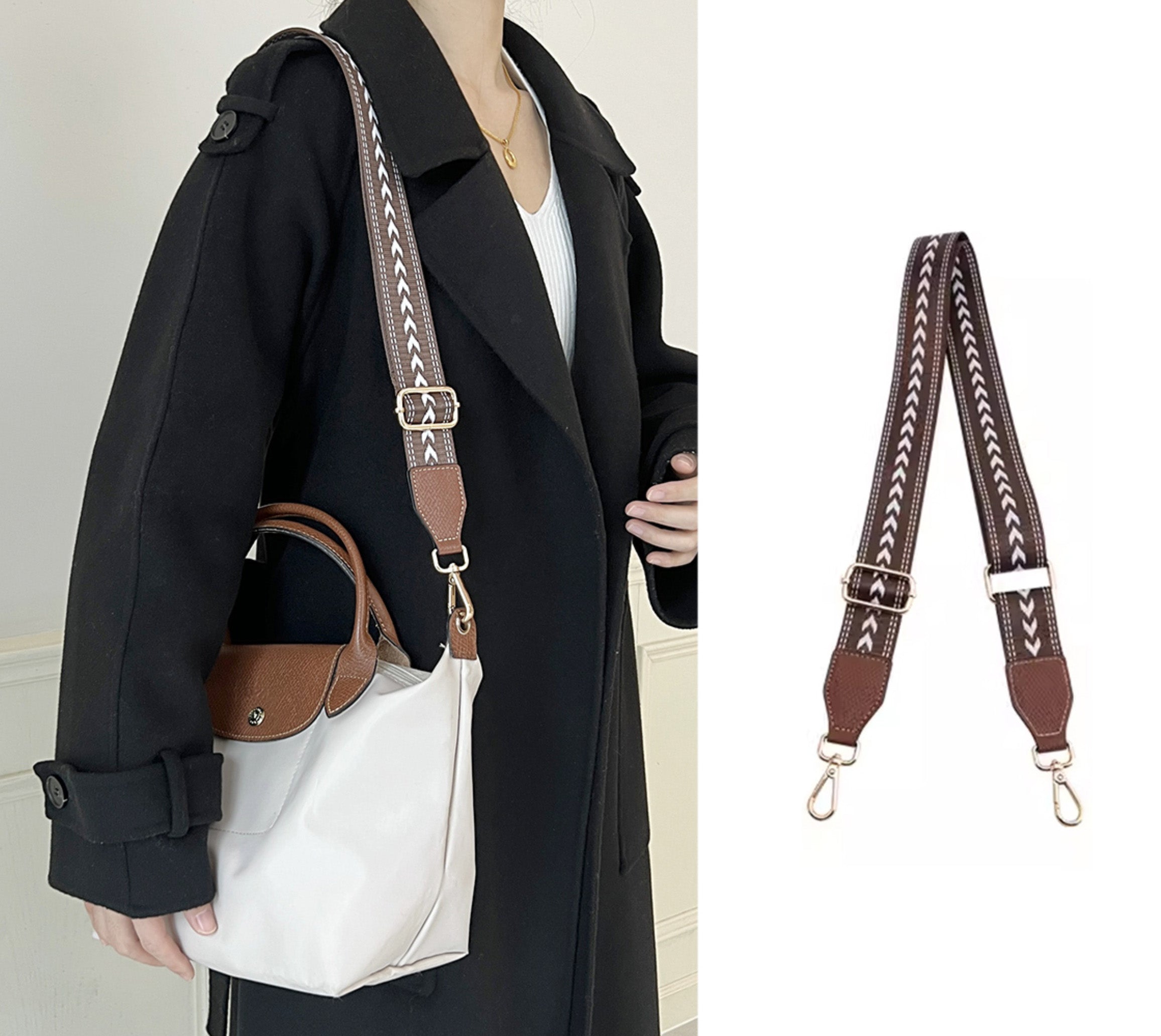Canvas Wide Shoulder Strap for Le Pliage Original Bag (Small Size) – 3.7cm Width, Handmade Adjustable Strap