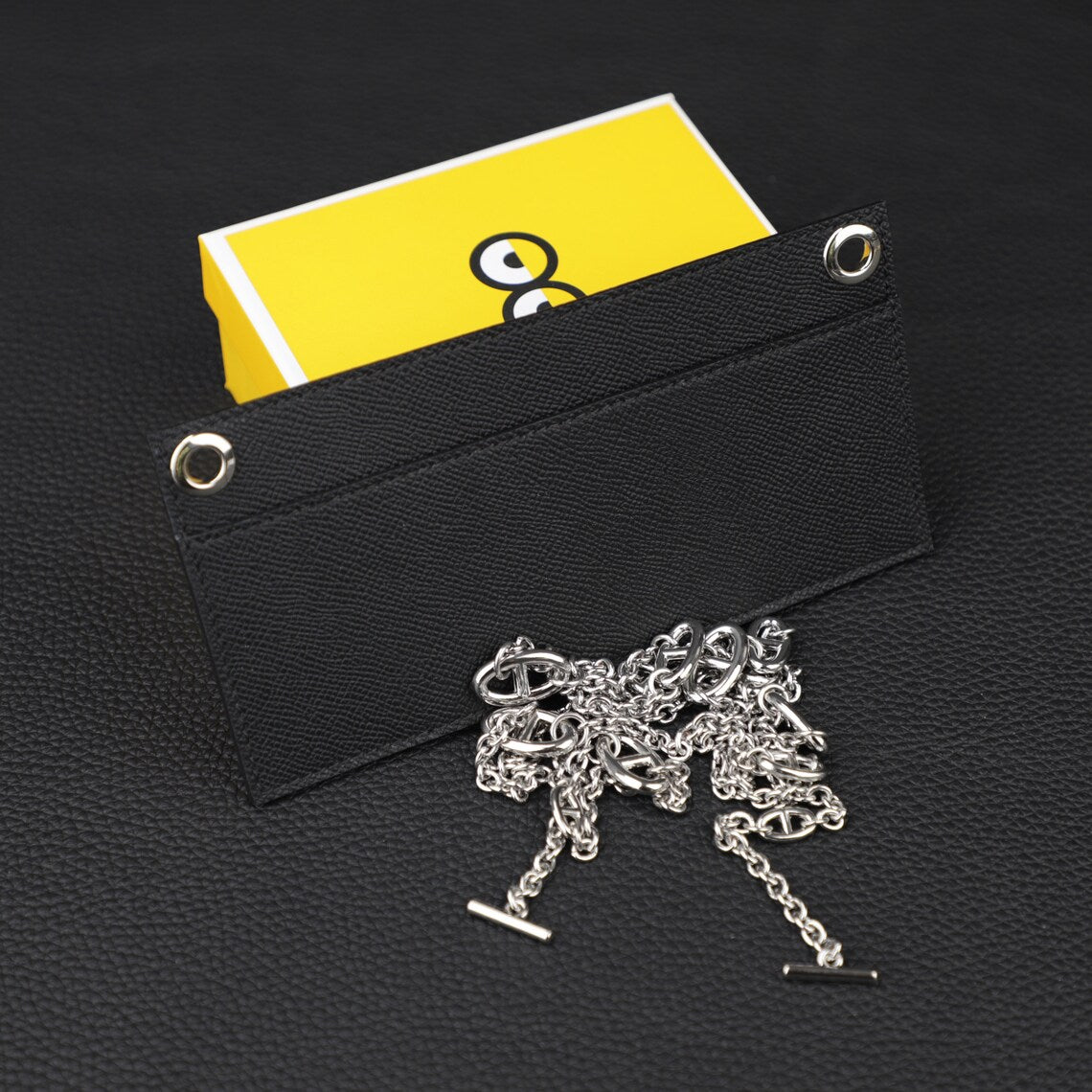 Epsom Leather Wallet Insert with Chain Strap