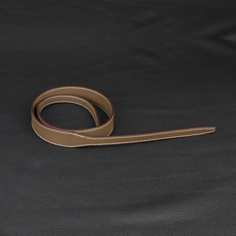 Artisanal Togo Leather Bandoulière (30mm Wide): Hand-Stitched Shoulder Strap Compatible with Hermès Halzan Bag