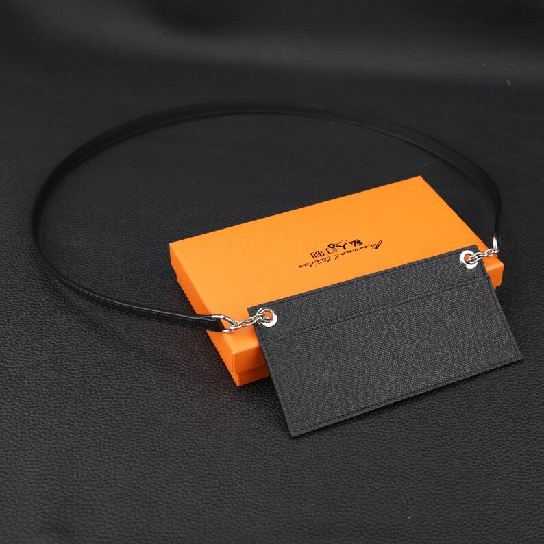 Epsom Leather Wallet Insert & Shoulder Strap: Crossbody Purse Strap