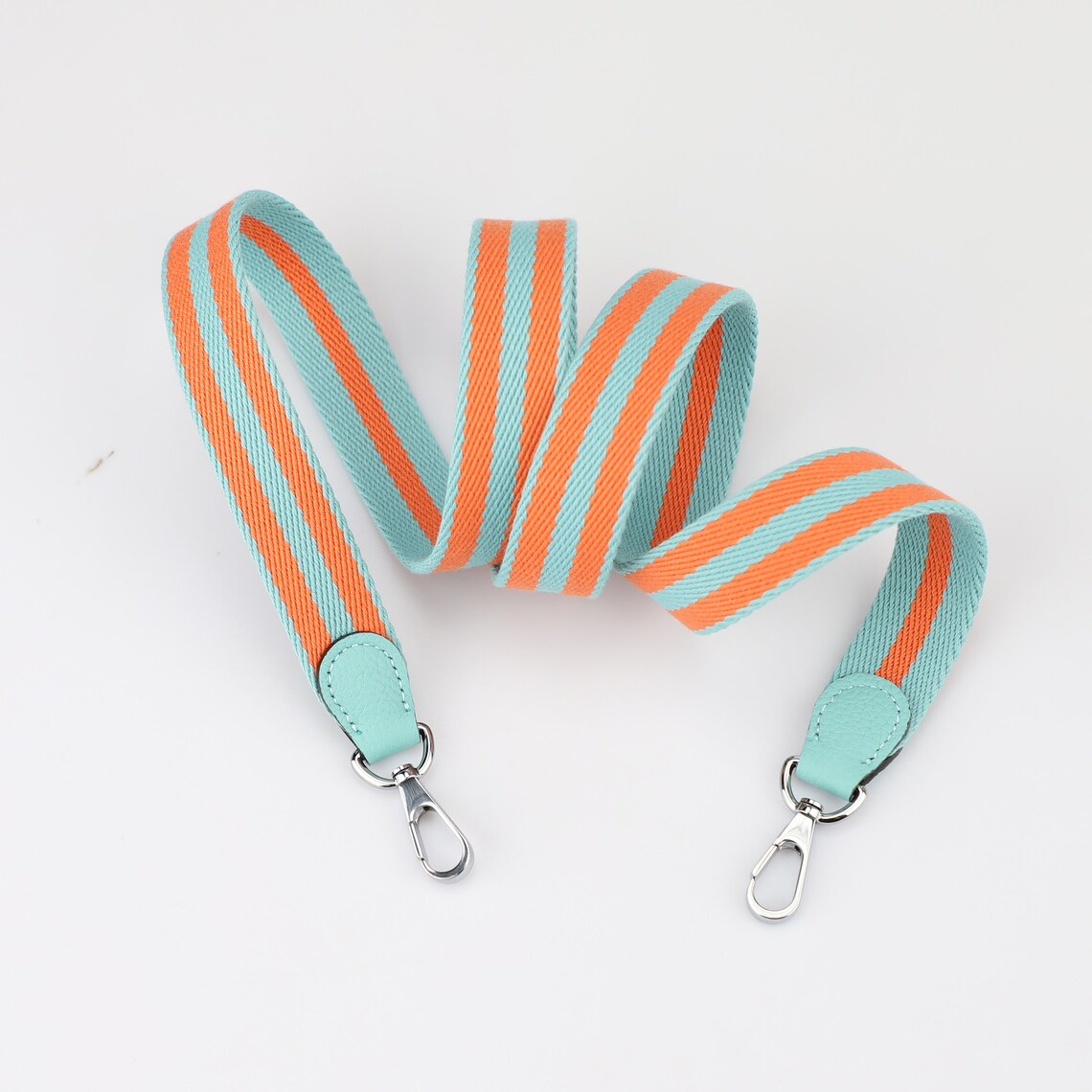 Bleu Saint Cyr & Orange Striped Bag Strap: Clemence Leather, Crossbody Style