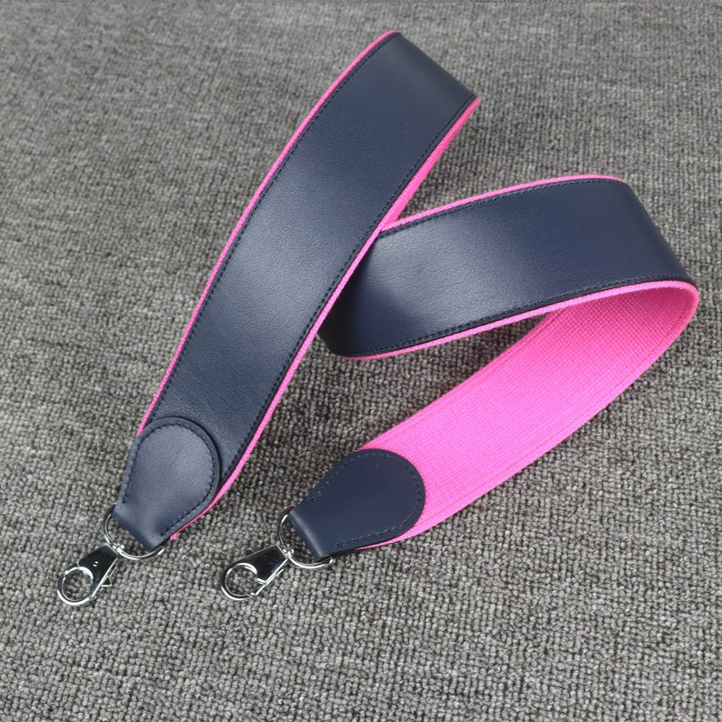 Hermès Style Wide (50mm) Leather & Canvas Bandoulière: Compatible Shoulder Strap Replacement for Kelly Bag