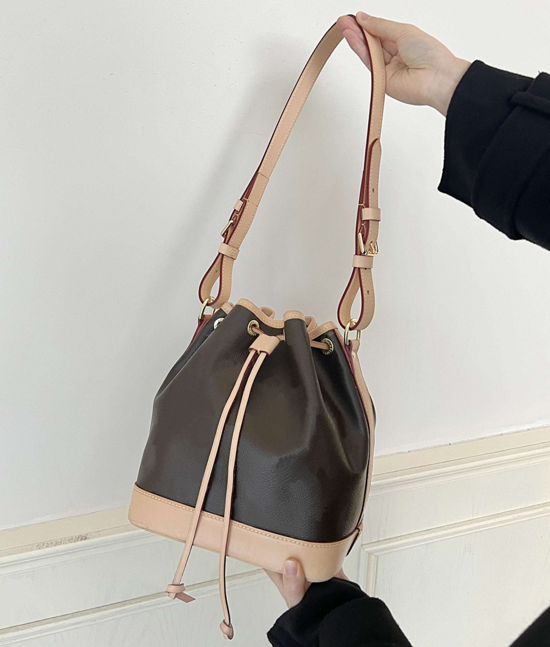Nano Noé bag underarm leather shoulder strap, premium single shoulder bag replacement strap