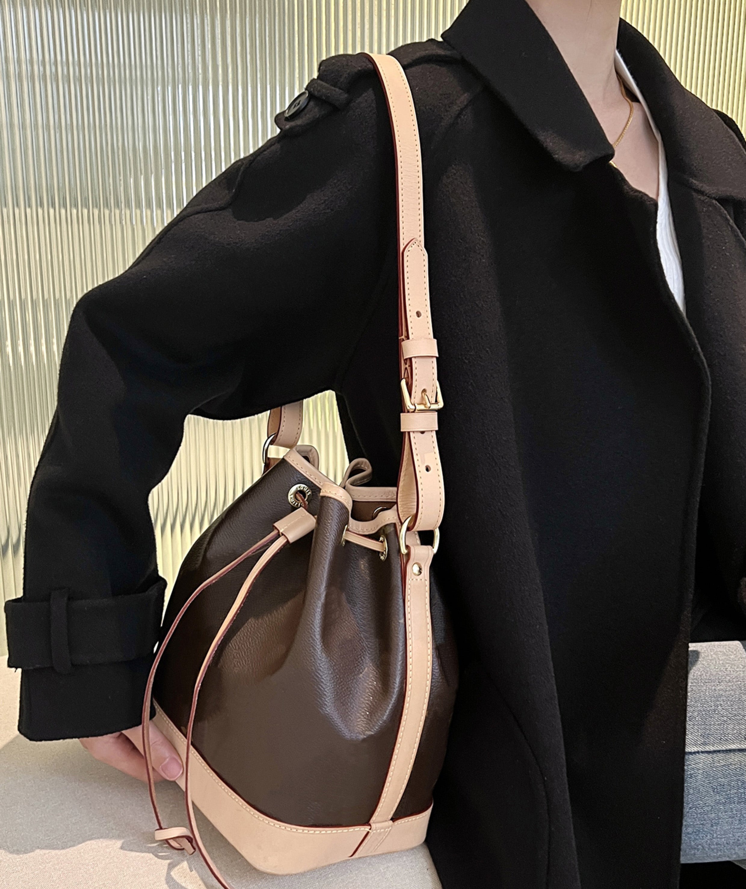 Nano Noé bag underarm leather shoulder strap, premium single shoulder bag replacement strap