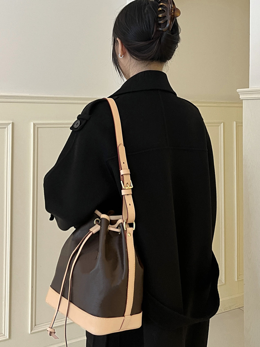 Nano Noé bag underarm leather shoulder strap, premium single shoulder bag replacement strap