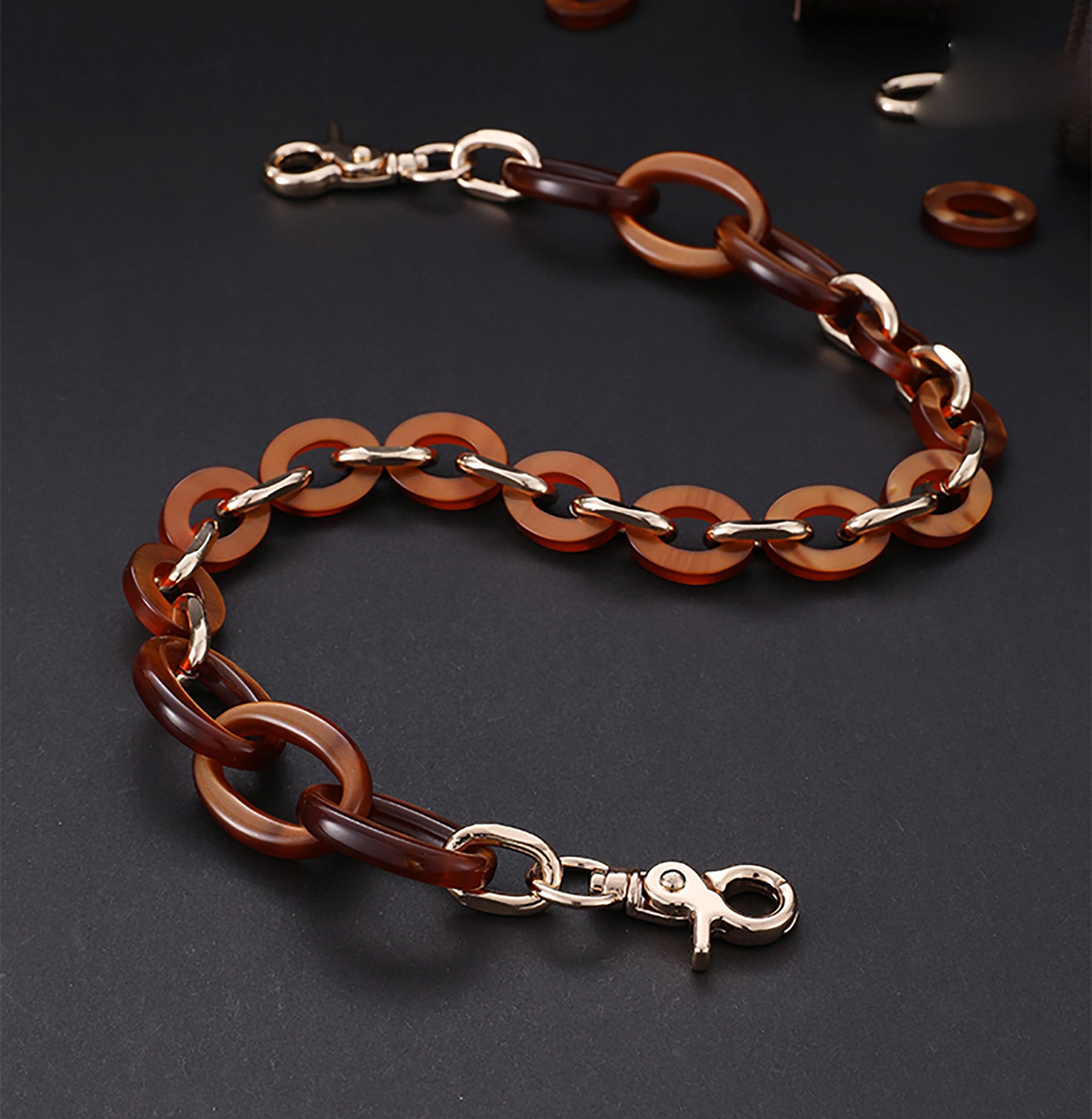 Toiletry bag modification chain accessory, acrylic underarm bag chain, replacement shoulder strap