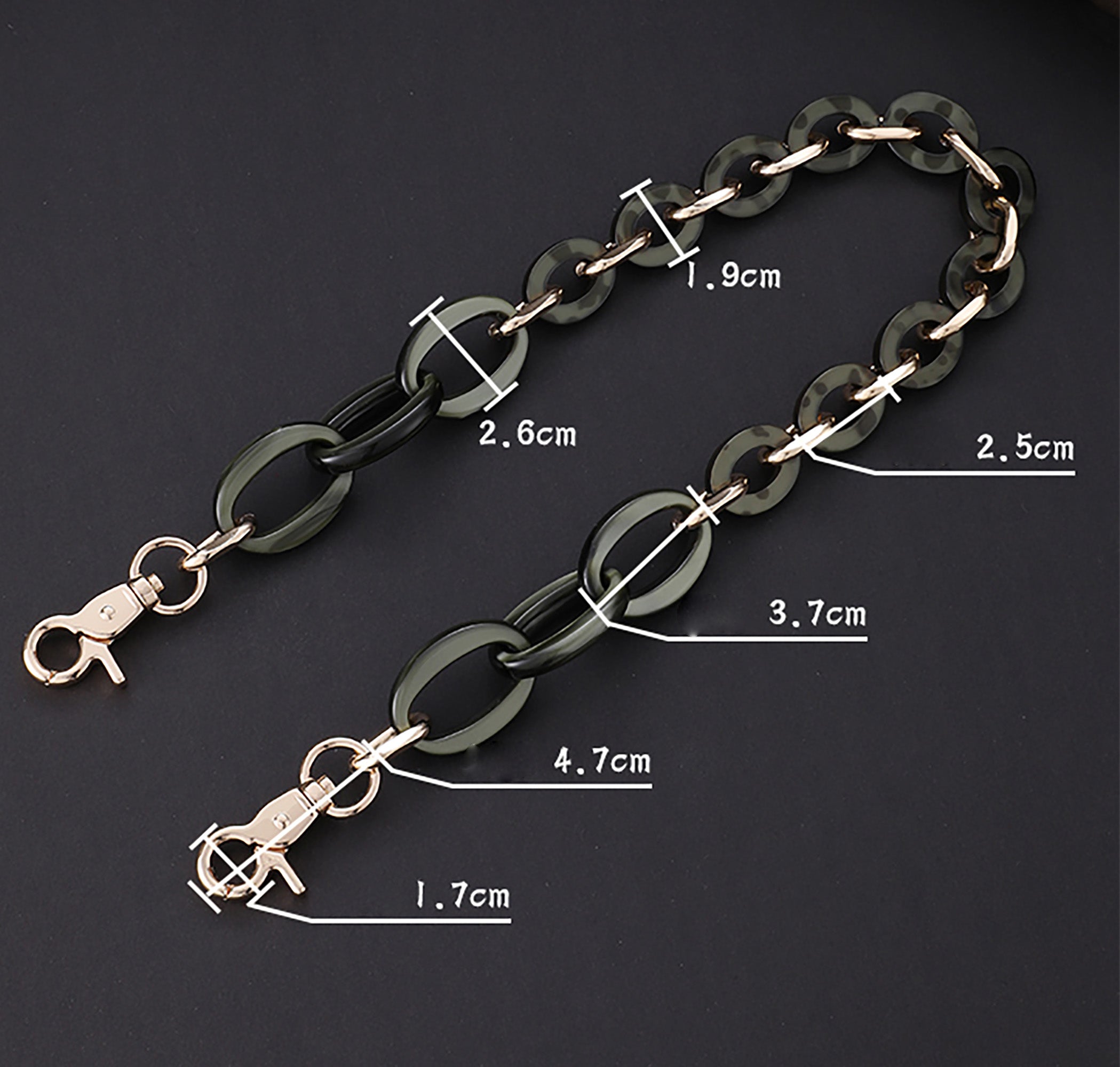 Toiletry bag modification chain accessory, acrylic underarm bag chain, replacement shoulder strap
