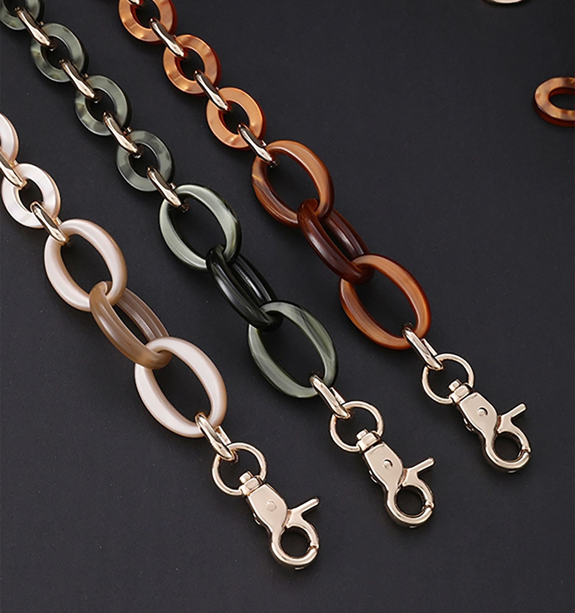 Toiletry bag modification chain accessory, acrylic underarm bag chain, replacement shoulder strap
