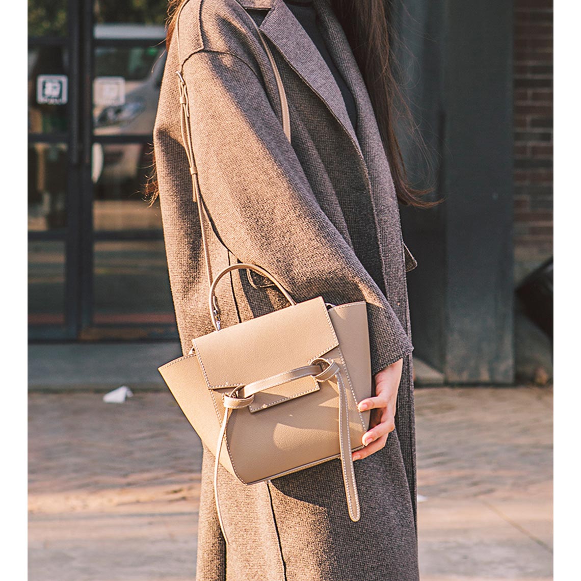 Celine Catfish Bag wearing by a young lady - Leather DIY Inspired Belt Bag Kit  |  Wirkin™