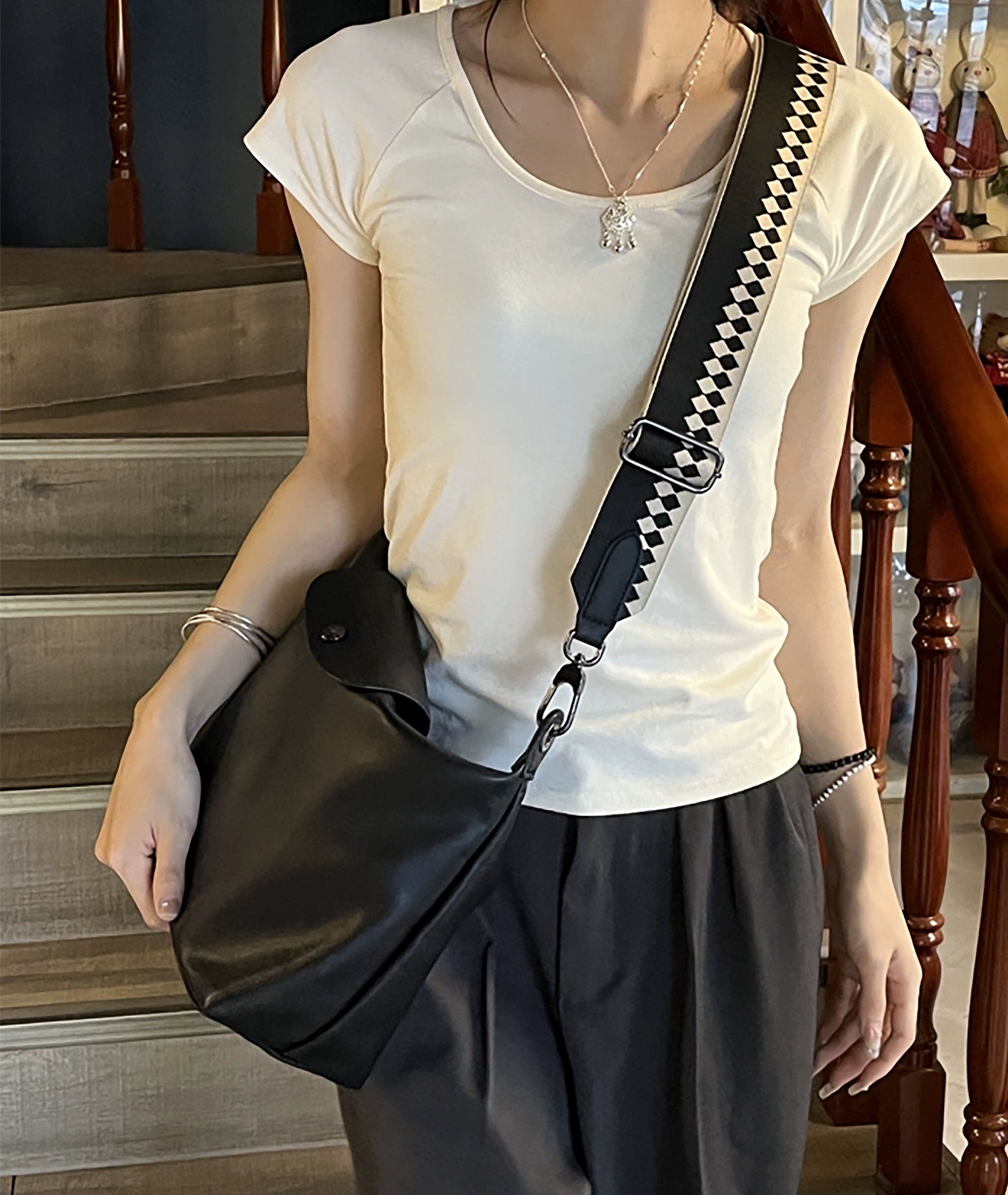 Underarm bag replacement strap, 5cm wide adjustable canvas shoulder strap, fashionable and simple single shoulder bag, crossbody bag replacement accessory