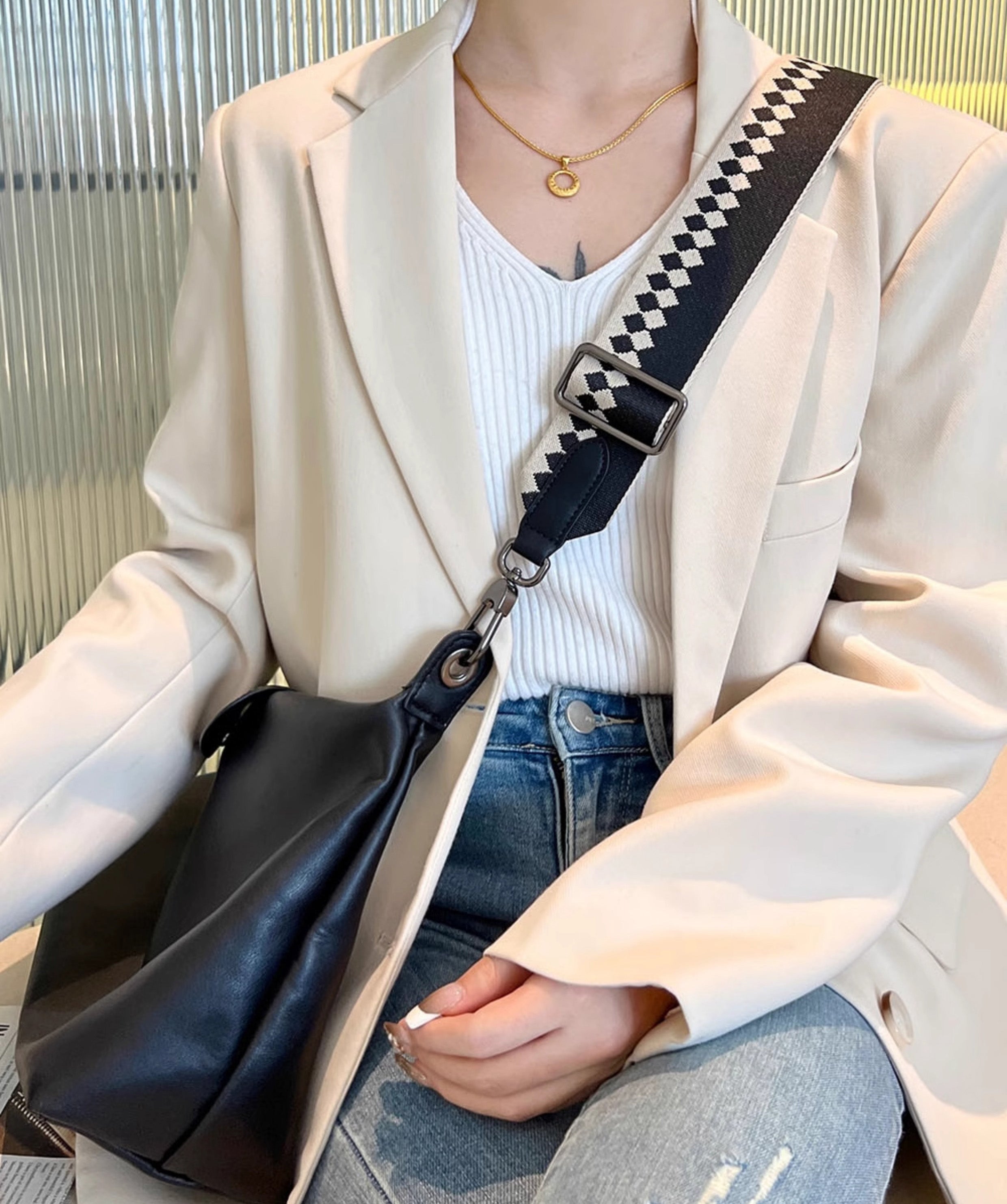 Underarm bag replacement strap, 5cm wide adjustable canvas shoulder strap, fashionable and simple single shoulder bag, crossbody bag replacement accessory