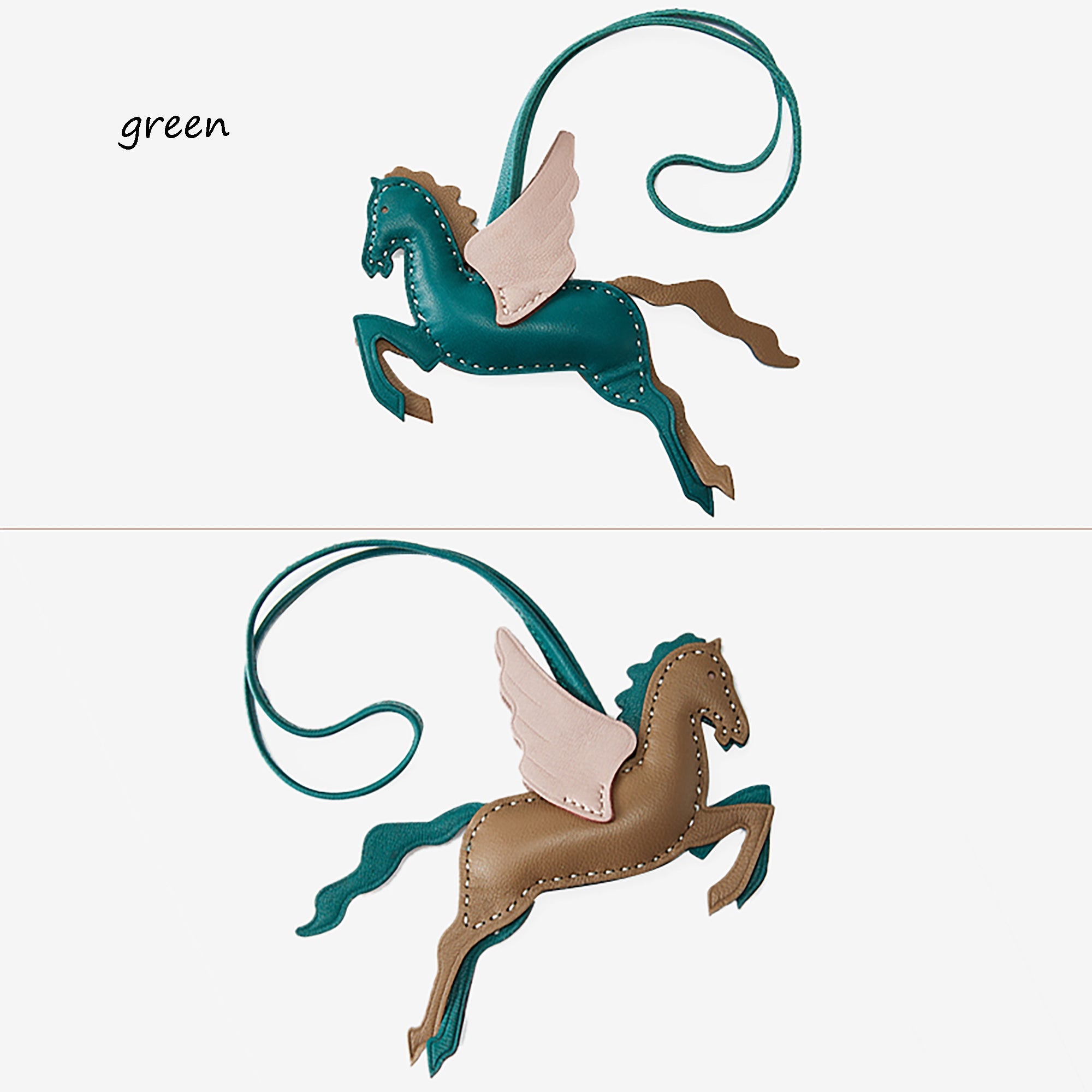Suitable for &nbsp;kelly bag strap,bolide bag,small horse charm, flying horse handmade stitched lambskin bag pendant accessory