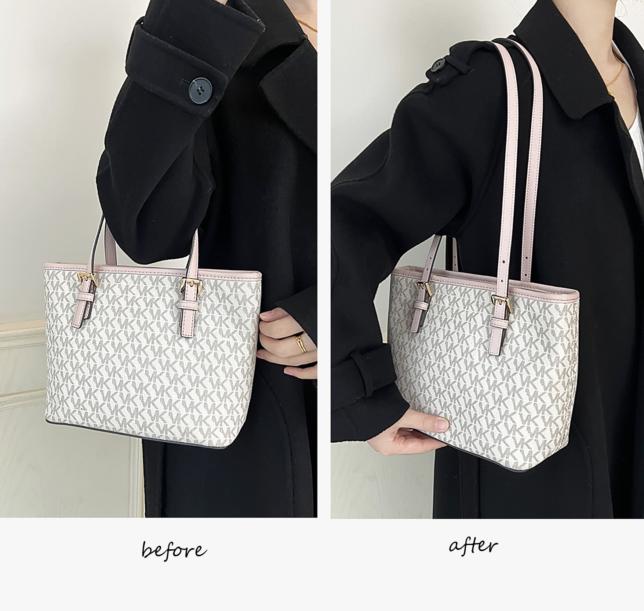 Tote bag handle extended underarm strap replacement, leather pink bag strap accessory