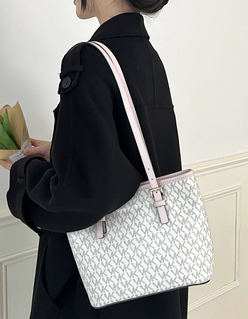 Tote bag handle extended underarm strap replacement, leather pink bag strap accessory
