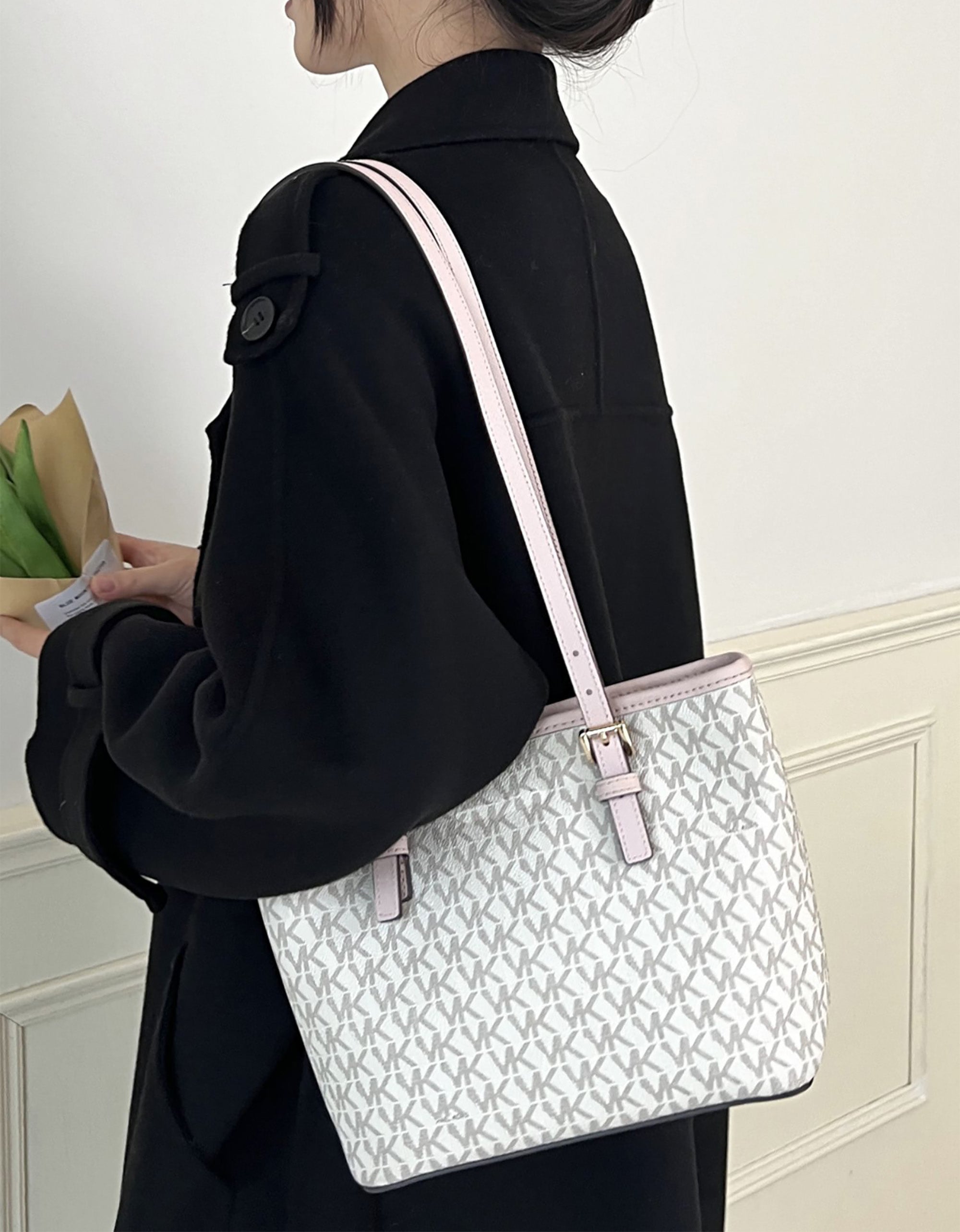 Tote bag handle extended underarm strap replacement, leather pink bag strap accessory