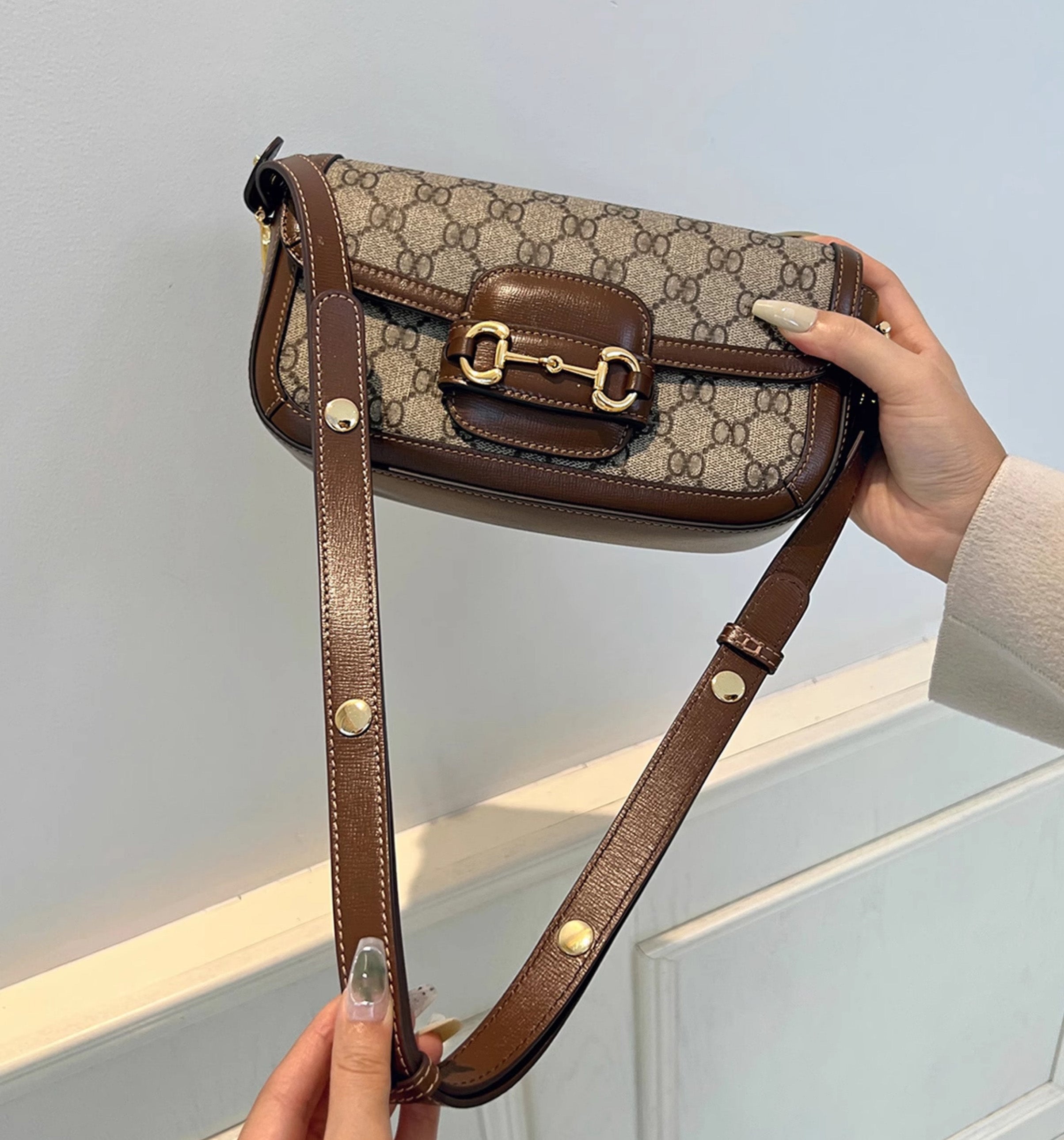 Horsebit 1955 bag leather shoulder strap, women's crossbody bag replacement strap, underarm bag shoulder strap