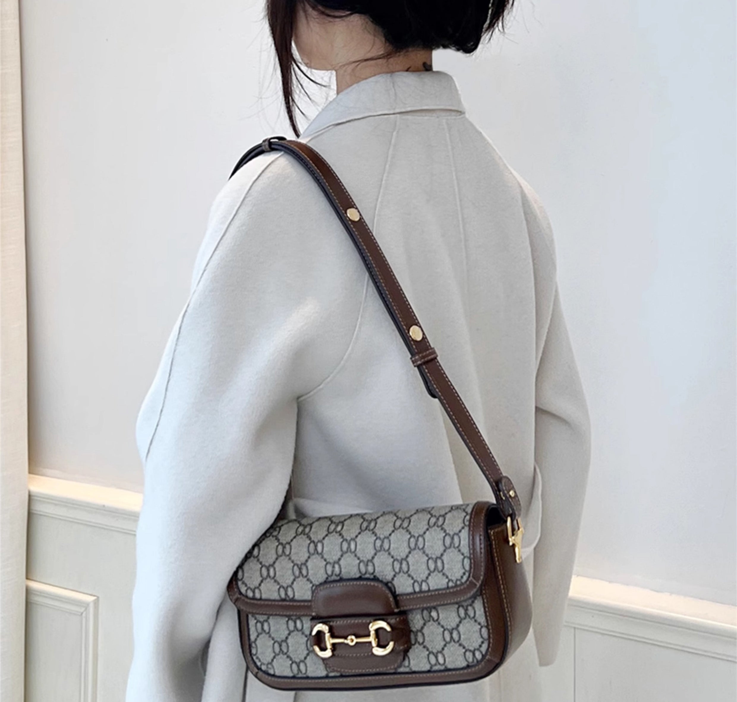 Horsebit 1955 bag leather shoulder strap, women's crossbody bag replacement strap, underarm bag shoulder strap