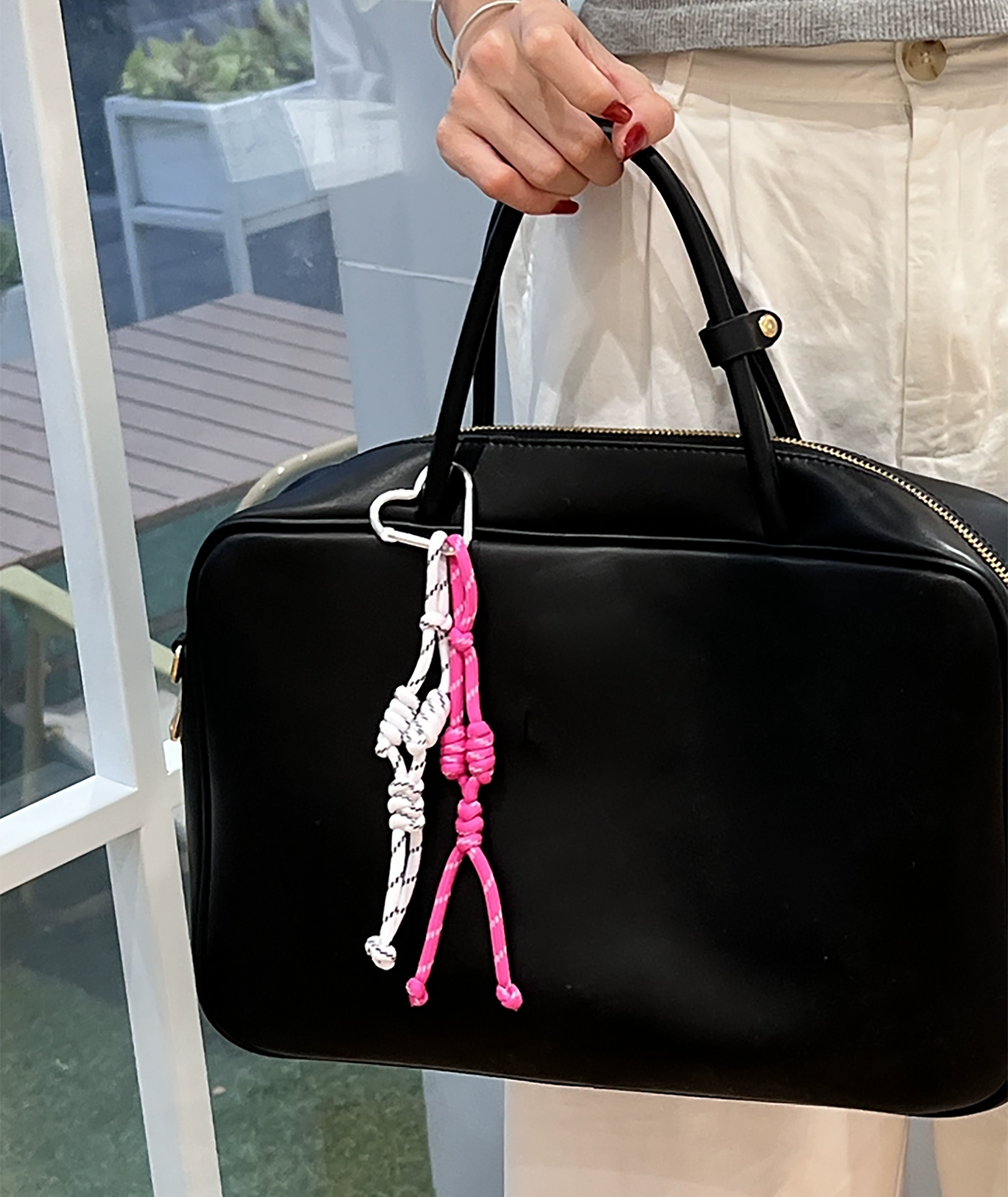 Leather Beau bag strap, woven hand strap accessory, colorful woven keychain,Minimalist bag charm