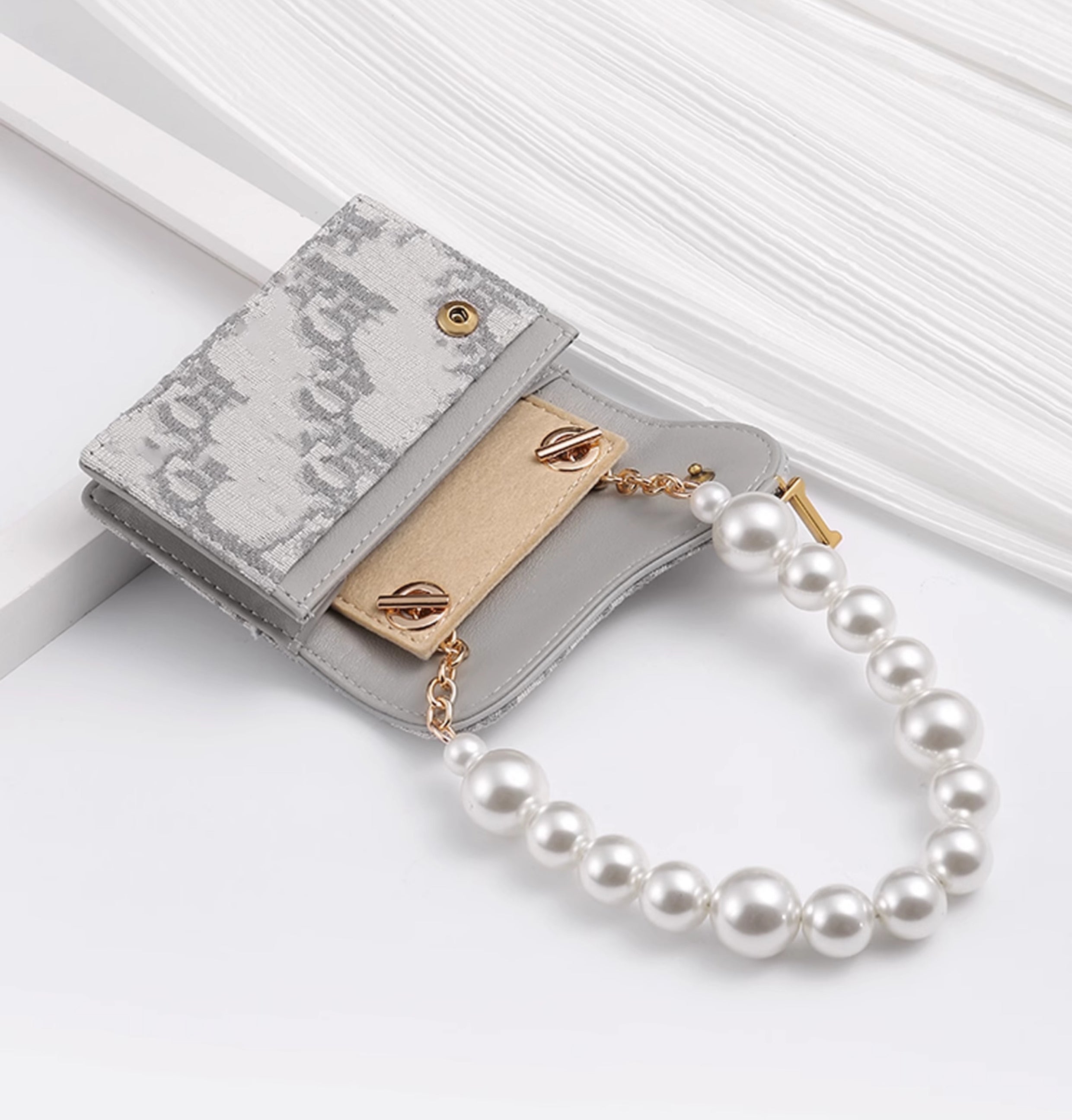 Pearl chain suitable for women's cardholder transformation, crossbody shoulder strap wallet insert accessory
