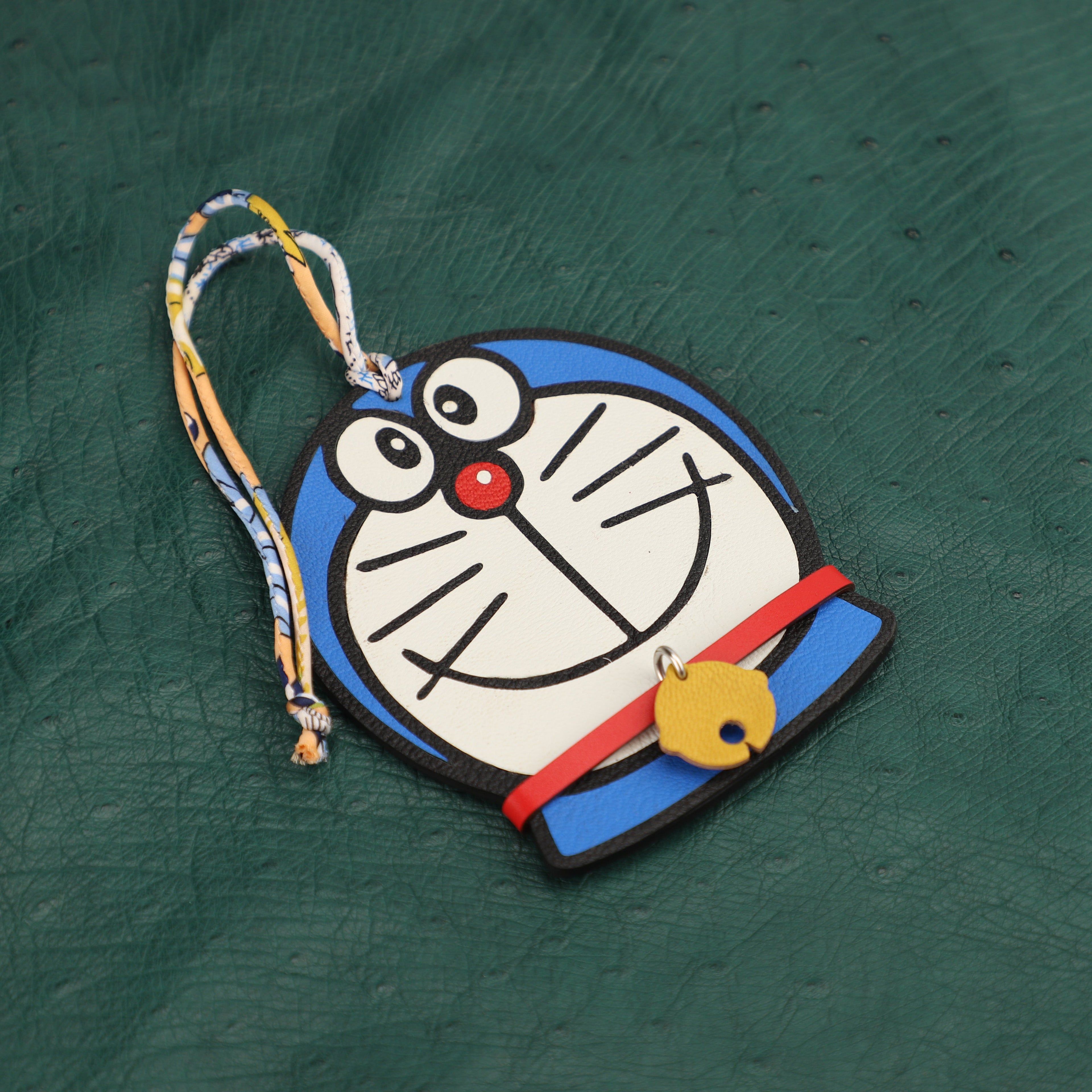 Doraemon Keychain, Genuine Leather Pendant, Blue Robot Cat Handmade Keychain