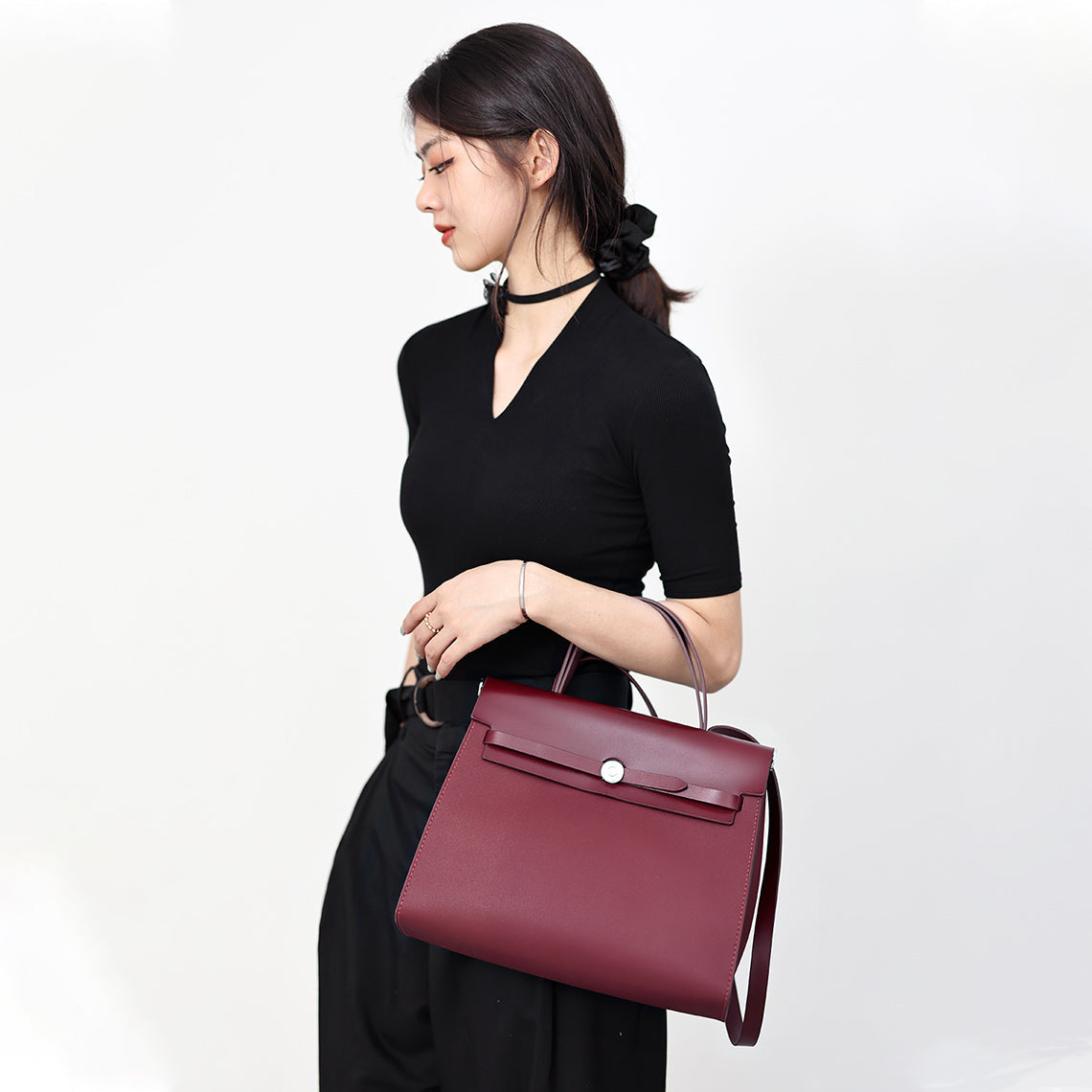 Red Leather Vintage Luxury Handbag | Inspired Herbag Zip PM DIY Kit | Wirkin™