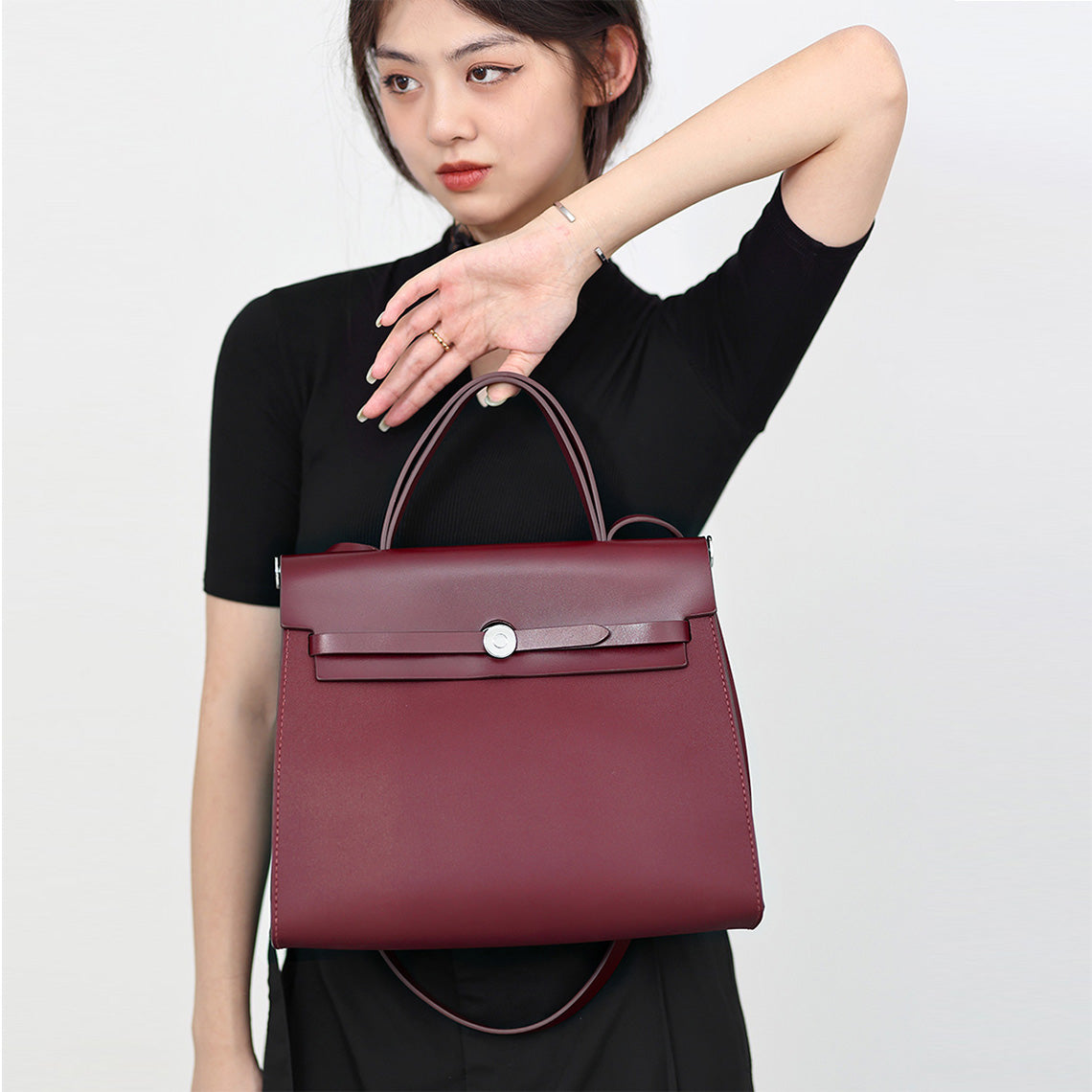 Red Leather Vintage Tote Bag Handbag | Inspired Red Herbag PM DIY Making Kit | Wirkin™