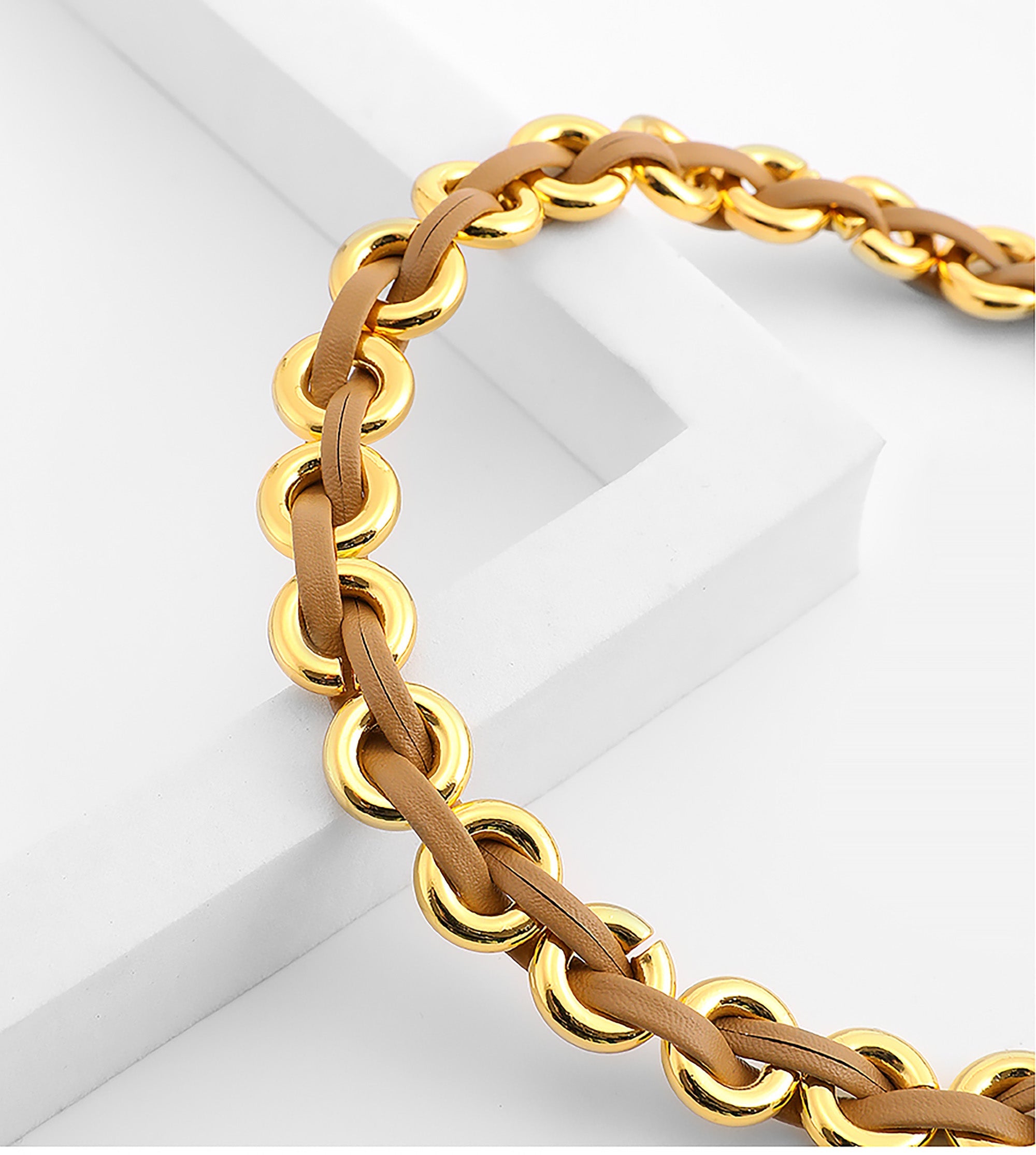 Bag chain accessory for Flamenco Bag, leather chain style replacement strap.