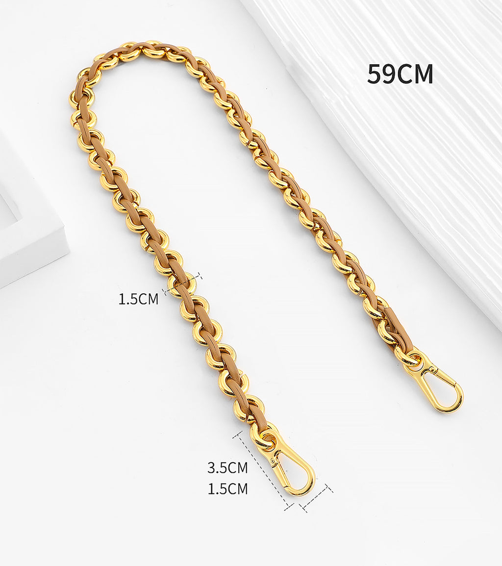 Bag chain accessory for Flamenco Bag, leather chain style replacement strap.