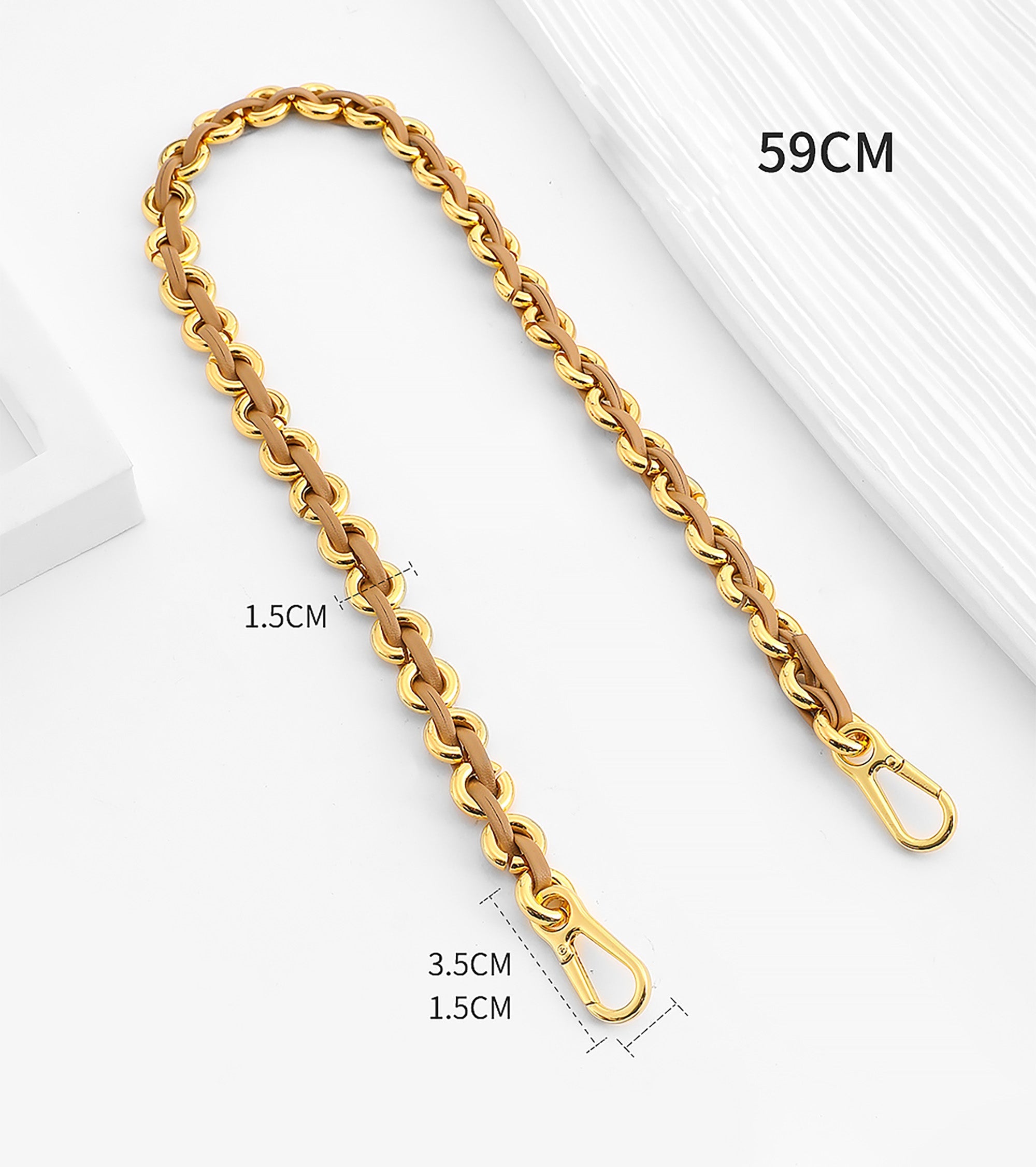 Bag chain accessory for Flamenco Bag, leather chain style replacement strap.
