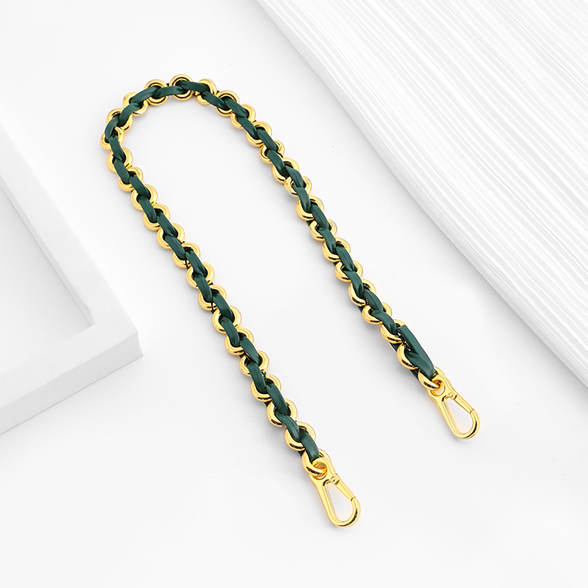 Bag chain accessory for Flamenco Bag, leather chain style replacement strap.