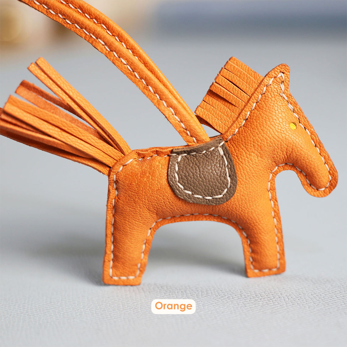 Orange Leather Rodeo Horse Bag Charm Keychain PM | Luxury Bag Accessories for Affordable Price - Wirkin™