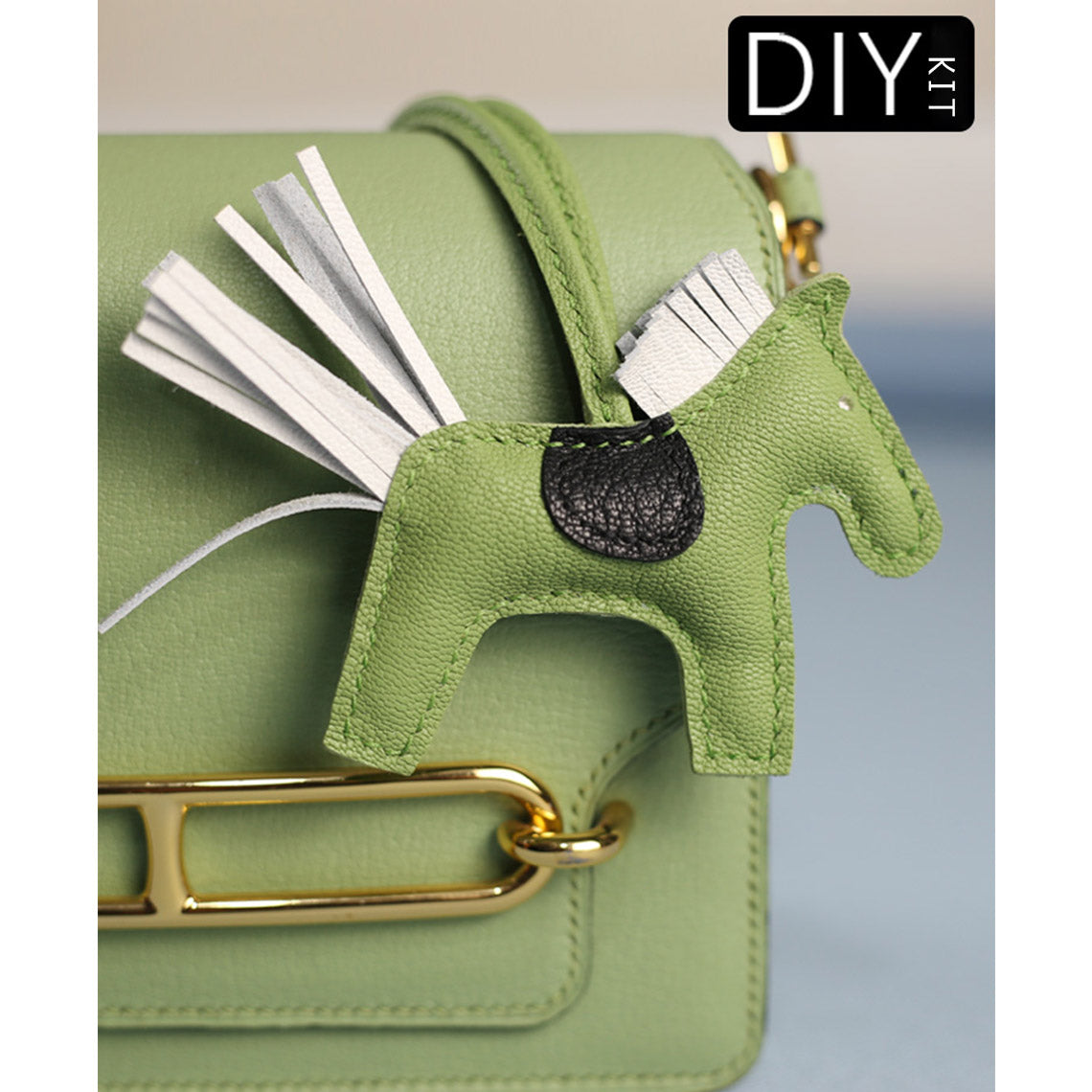 DIY Keychain Kit | Green Leather Horse Bag Charm Keychain - Wirkin™
