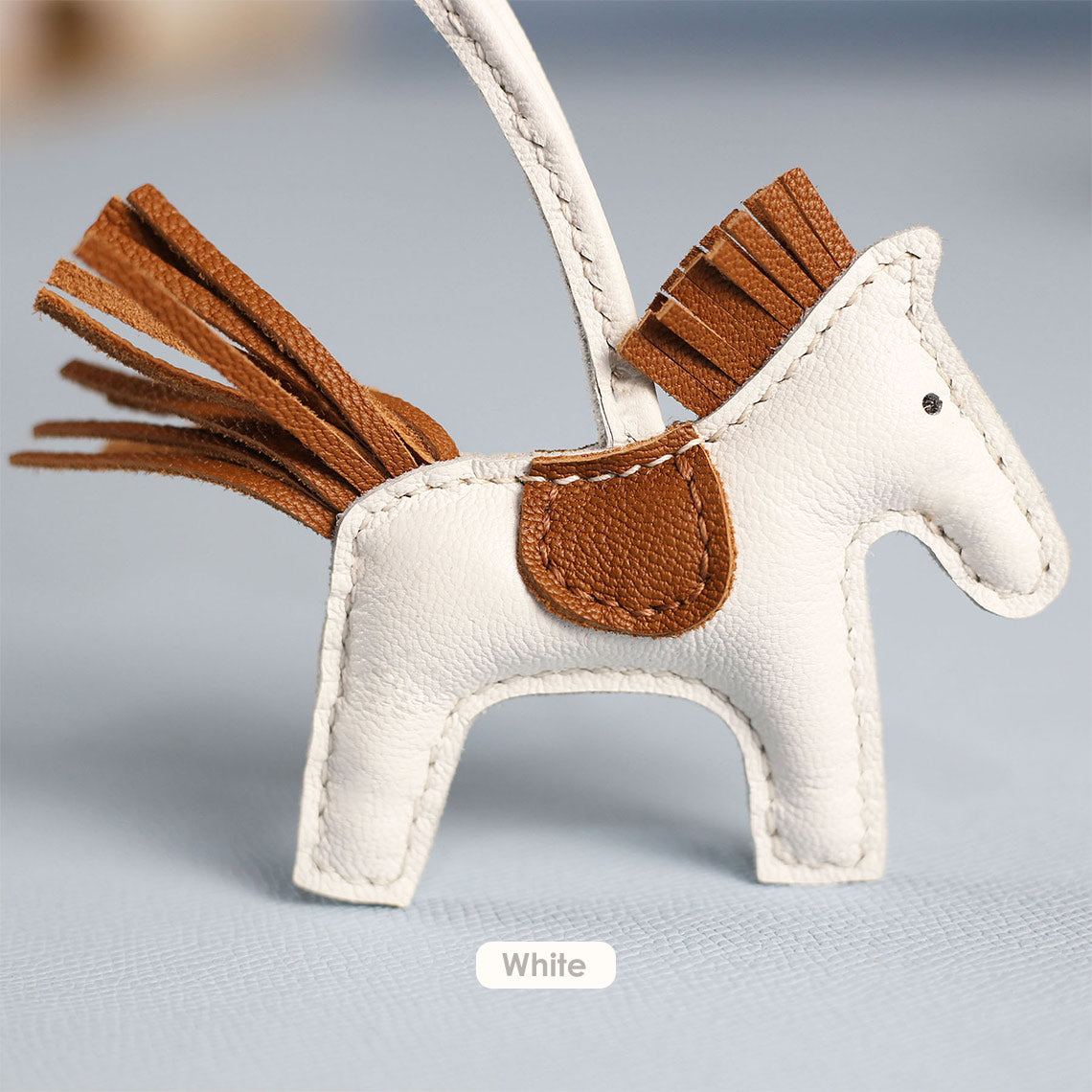 White Rodeo Horse Bag Charm Keychain | Luxury Bag Accessories for Affordable Price - Wirkin™