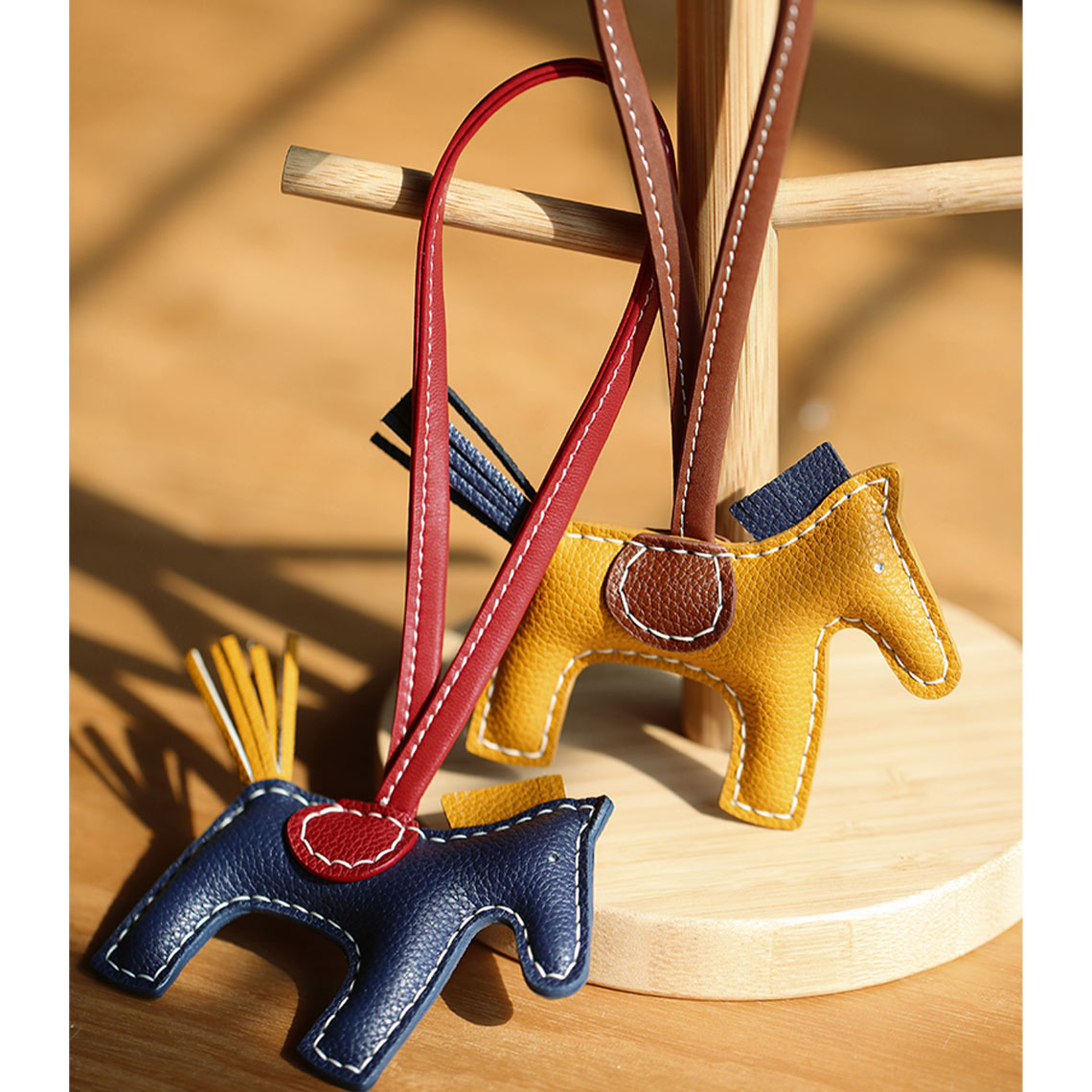 Wirkin™ Leather Horse Bag Charm |  Color Blue & Yellow
