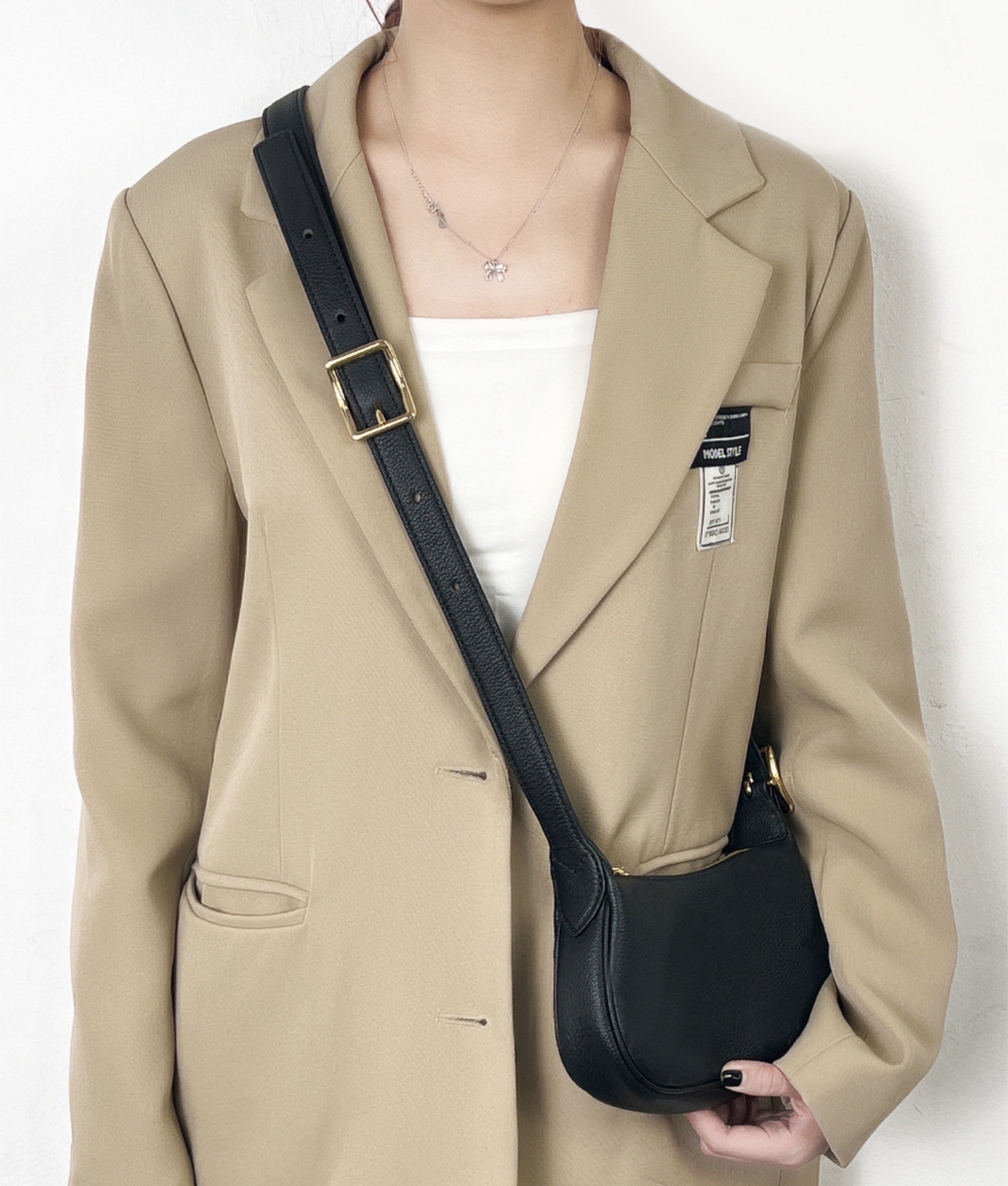 Extended crossbody shoulder strap modification accessory for hobo bags, 2.5 cm wide leather shoulder strap