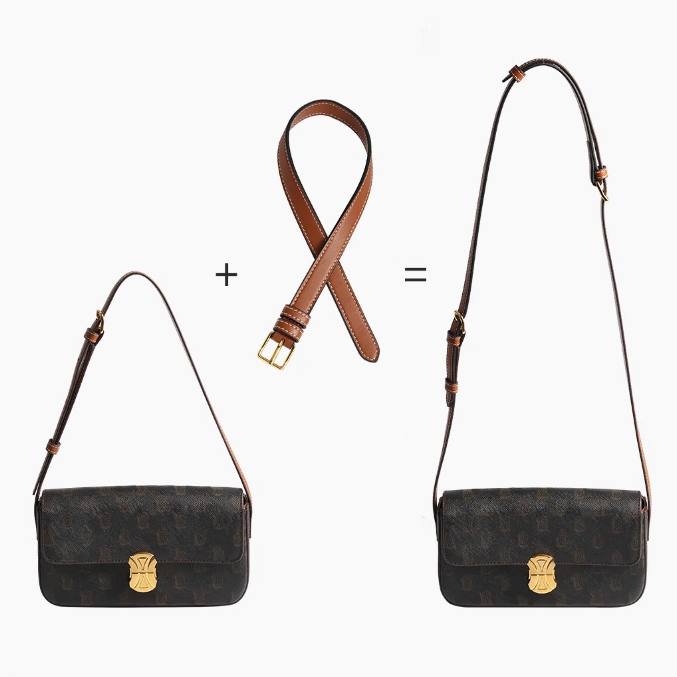 Classic box bag extension strap, genuine leather underarm bag transformation crossbody shoulder strap accessory