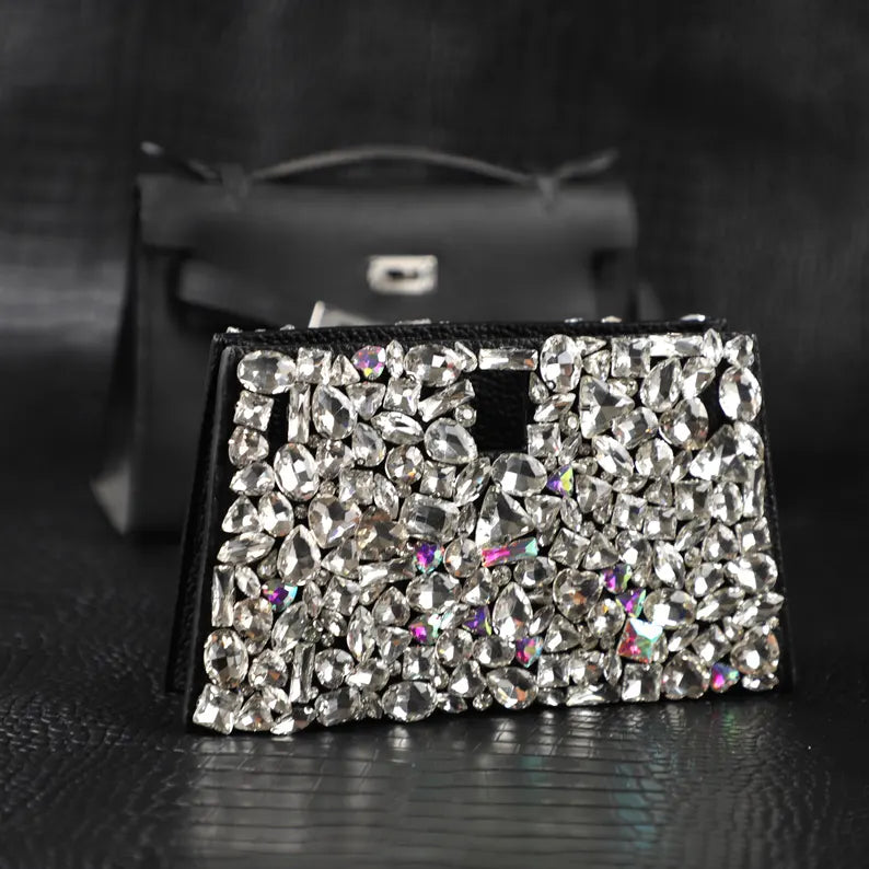 Luxury Togo Leather Bag Cover with Hand-Applied Crystals – Elegant Purse Protector, Sparkling Designer Accessory for Kelly bags birkin bags