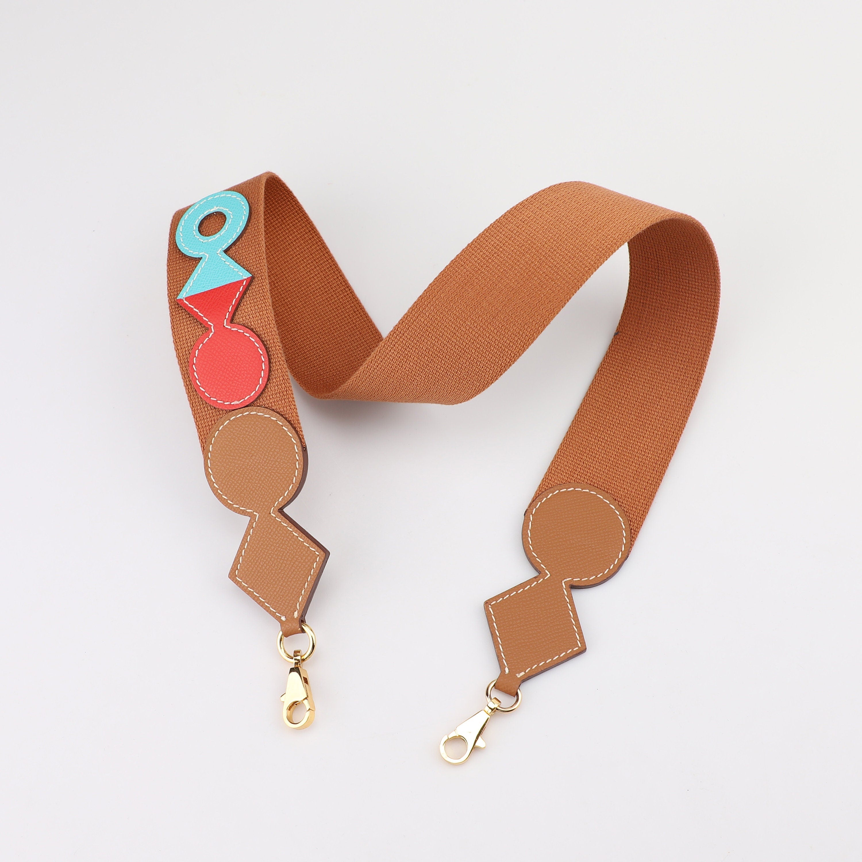 50mm Width Canvas Attelage bag strap in Epsom calfskin with gold plated hardware,Attelage Shoulder bag strap,Attelage crossbody strap