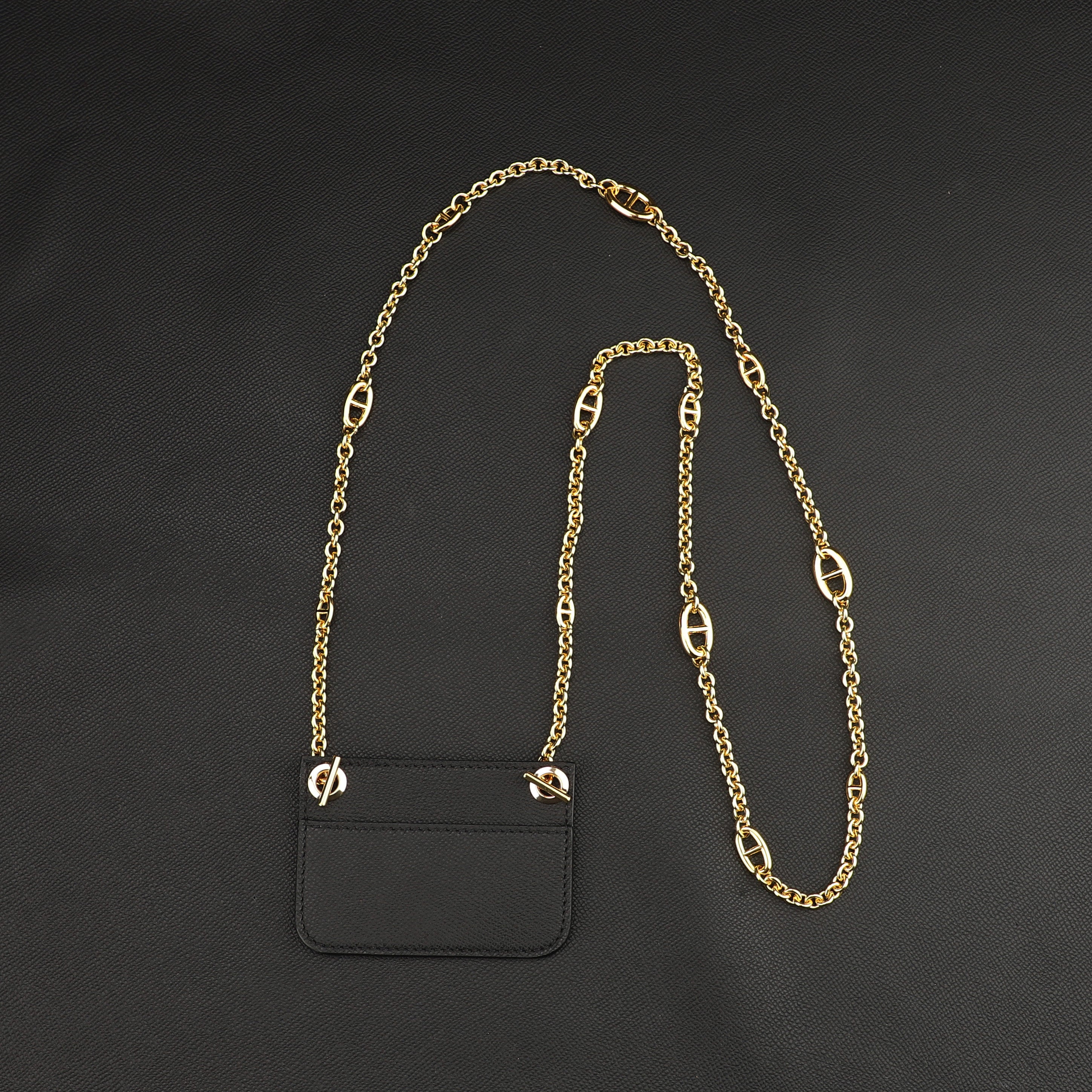 Leather insert with Chain crossbody strap for Constance Slim wallet strap,leather insert crossbody strap for Slim wallet,Evercolor strap