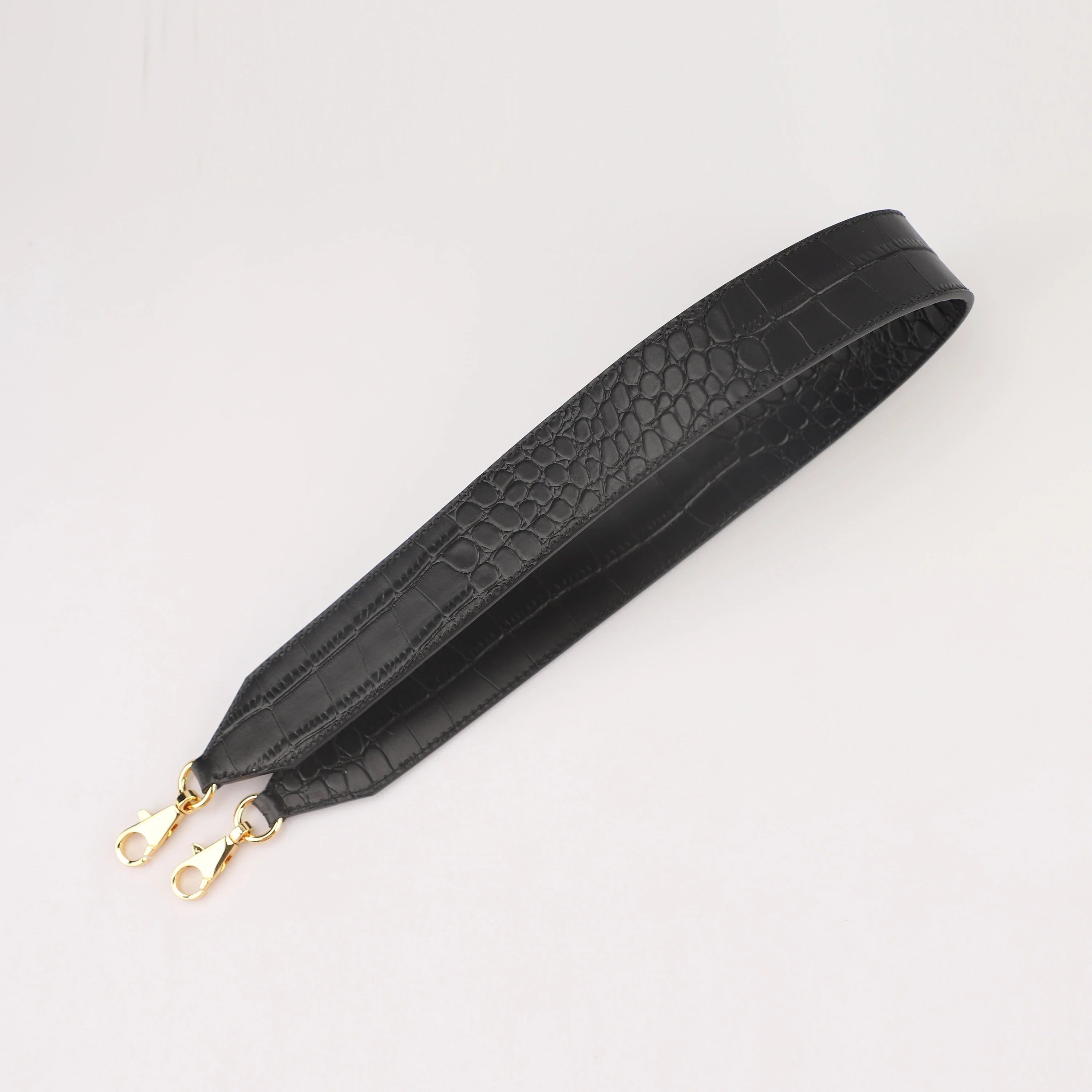 4.0cm width Black embssing Embssing crocobile leather shoulder strap for kelly bag,crossbody strap for 24/24 bag,toolbox bag