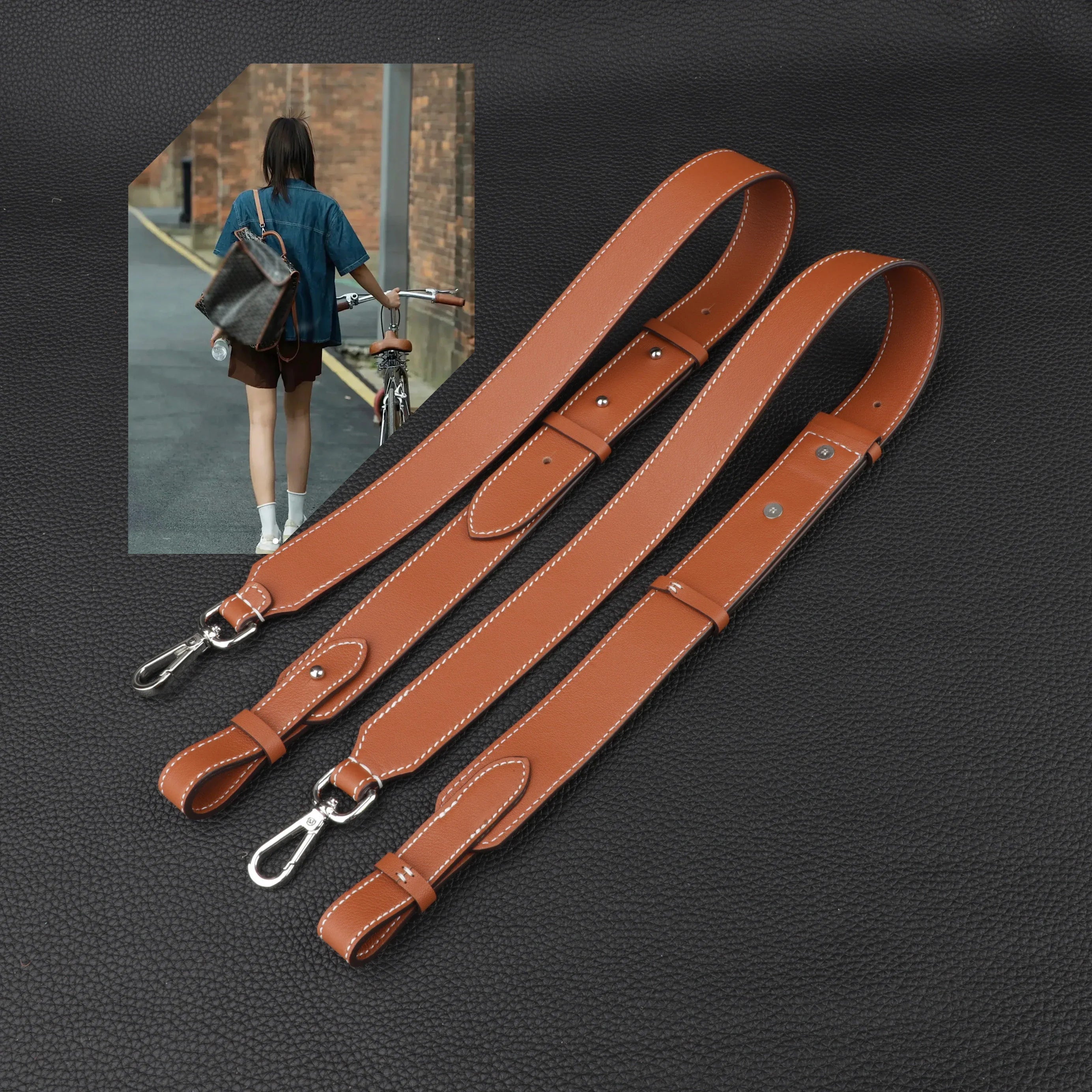 3.0cm wide Brown swift leather shoulder bag strap for Go-yard Backpack,Customized the bag strap for the Go-yard Backpack