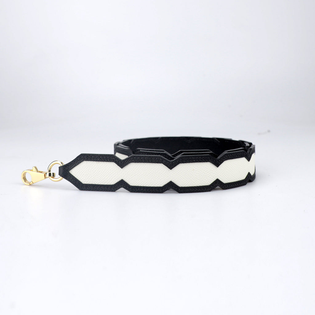 custom leather color,35mm wide Black&white Epsom leather Shoulder strap for Kelly bag , bolide bag , birkin bag and other women handbag