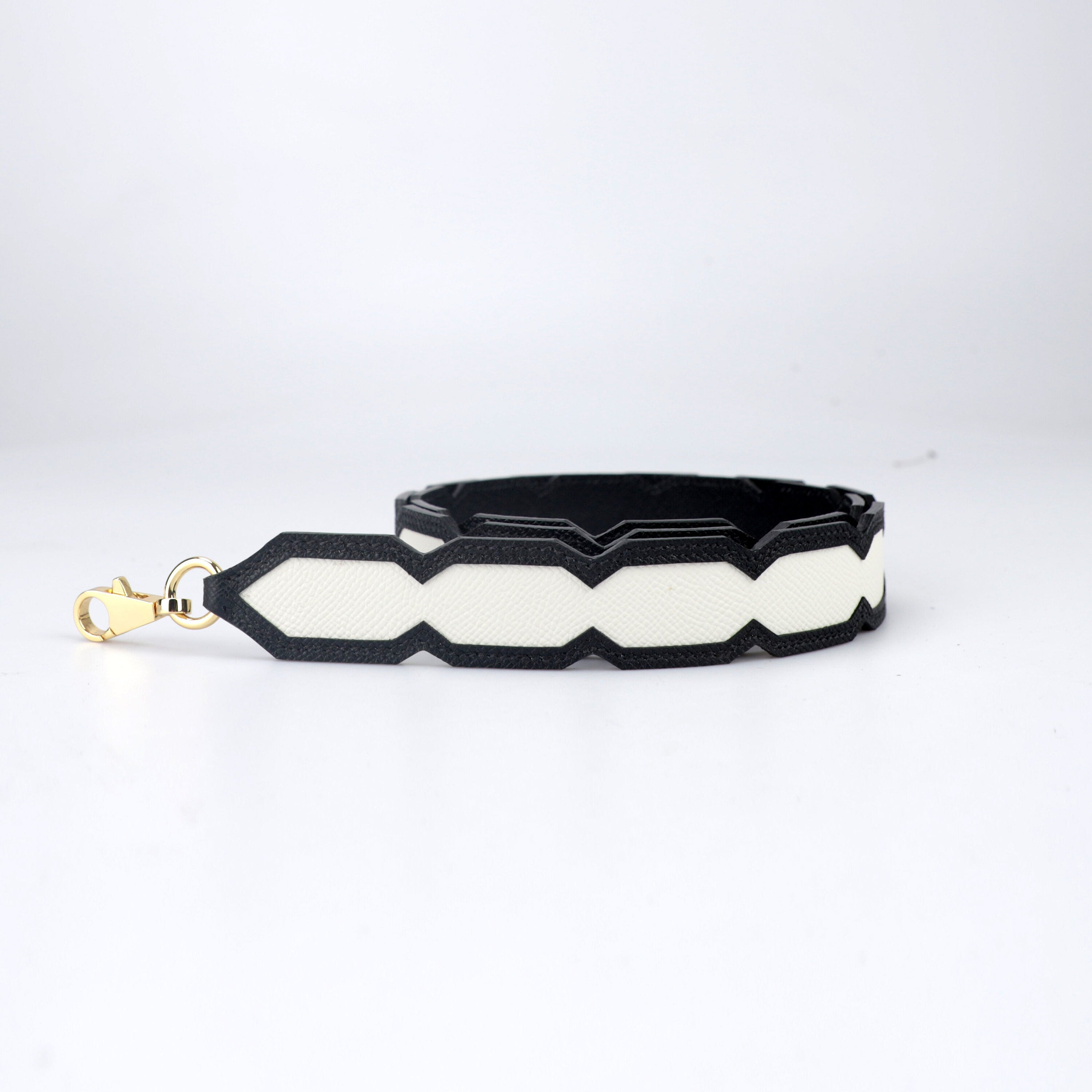 custom leather color,35mm wide Black&white Epsom leather Shoulder strap for Kelly bag , bolide bag , birkin bag and other women handbag