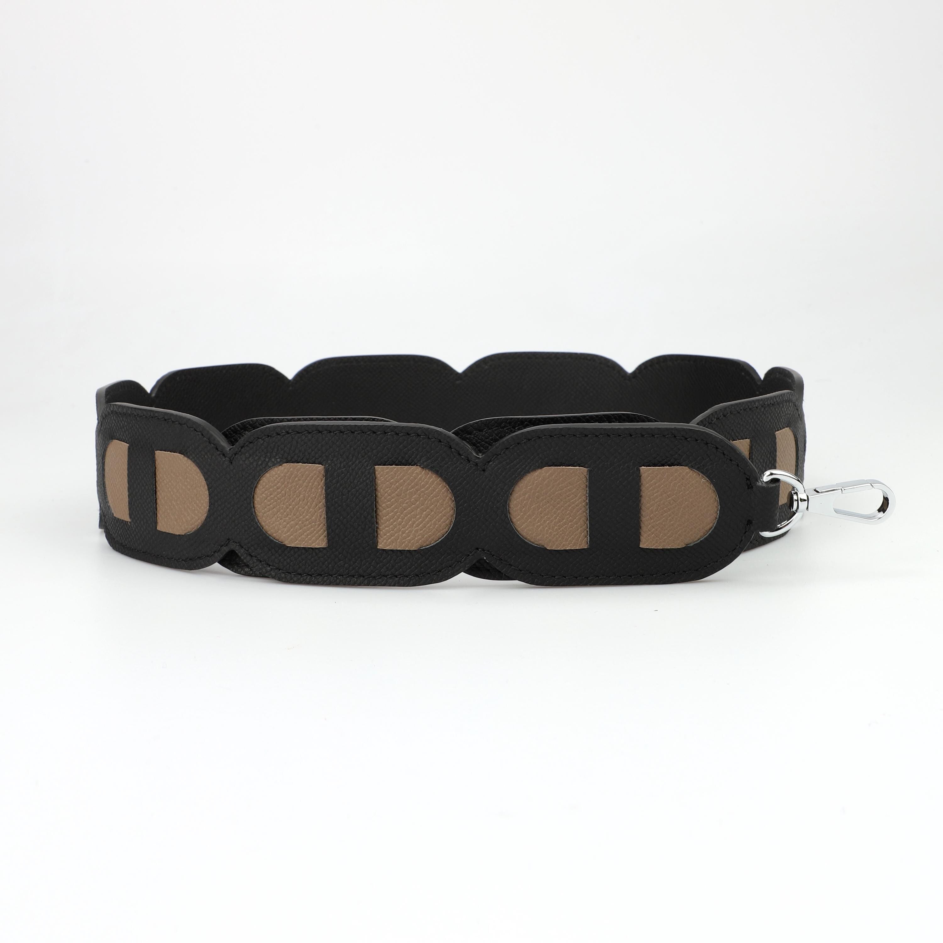 50mm width Bandouliere Maillon Chaine Shoulder strap Z engraved 2025 strap，Bandouliere petits Maillons shoulder Strap in Epsom leather