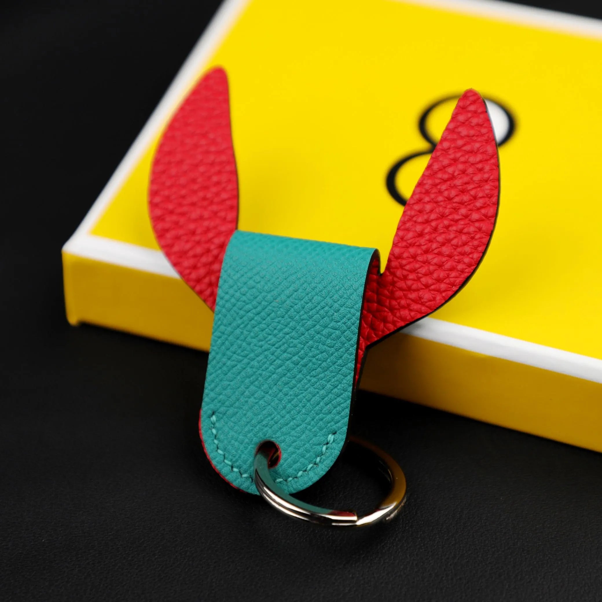 Petit H Key Ring,Real Leather Key ring in calfskin with palladium plated brass ring, Fashion goods and accessories