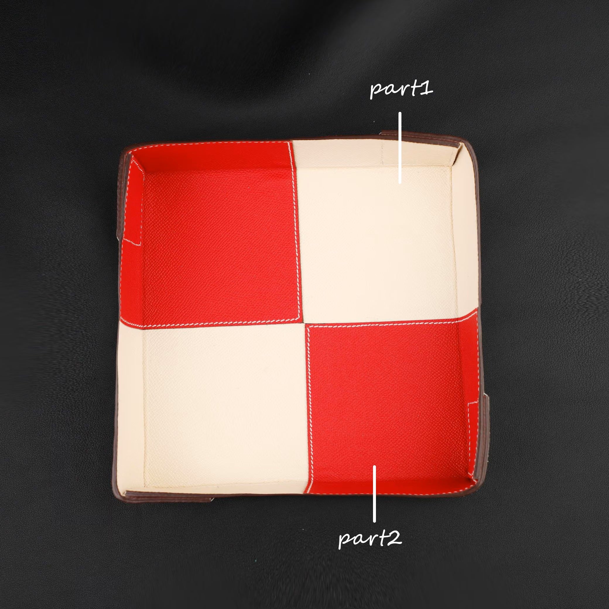 Derby Table Ornament with Epsom Calfskin Appliqué on Both Sides, Saddle Stitch Vertical Finish,Derby Centrepiece